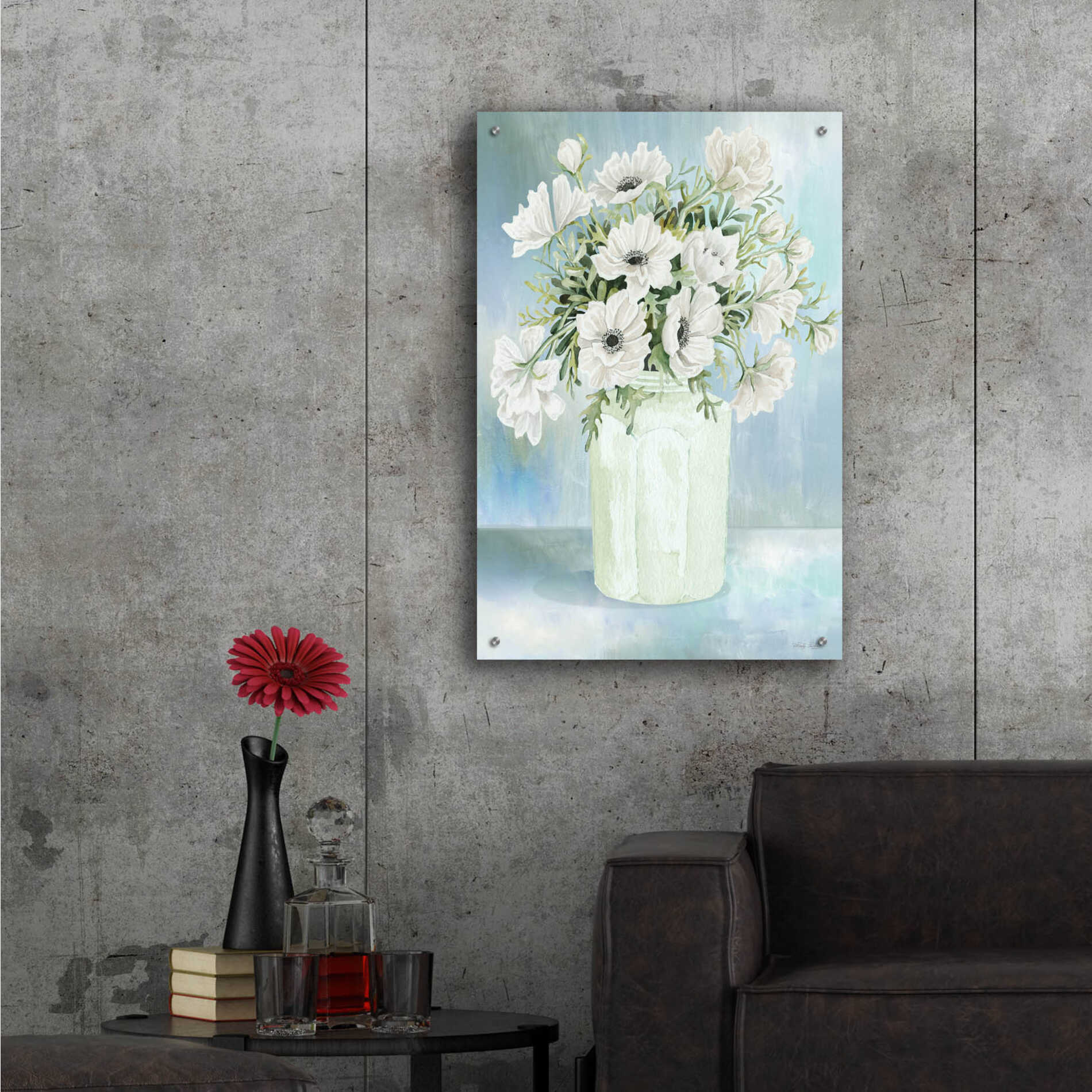 Epic Art 'White Blooms II' by Cindy Jacobs, Acrylic Glass Wall Art,24x36