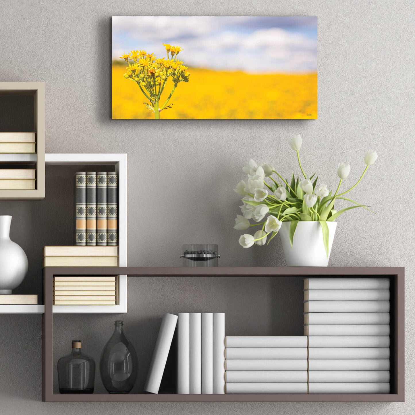 Epic Art 'Field Of Yellow II' by Donnie Quillen, Acrylic Glass Wall Art,24x12