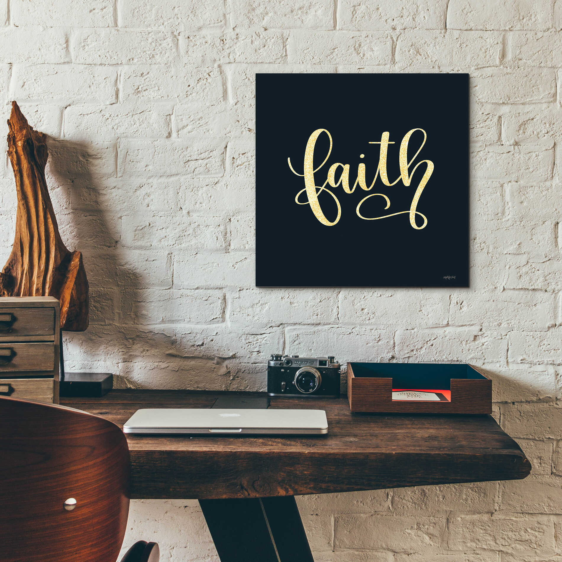 Epic Art 'Faith Black' by Imperfect Dust, Acrylic Glass Wall Art,12x12