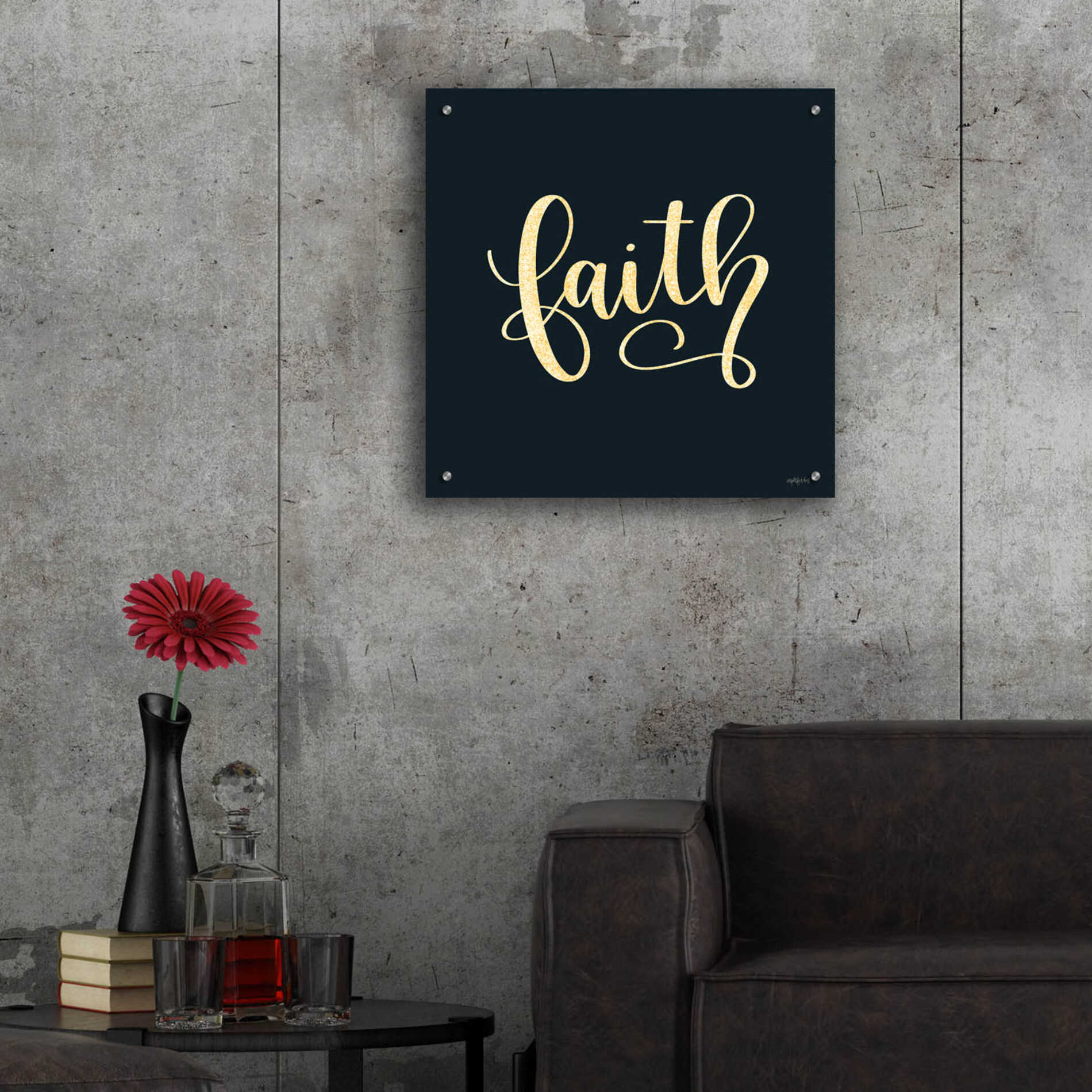 Epic Art 'Faith Black' by Imperfect Dust, Acrylic Glass Wall Art,24x24