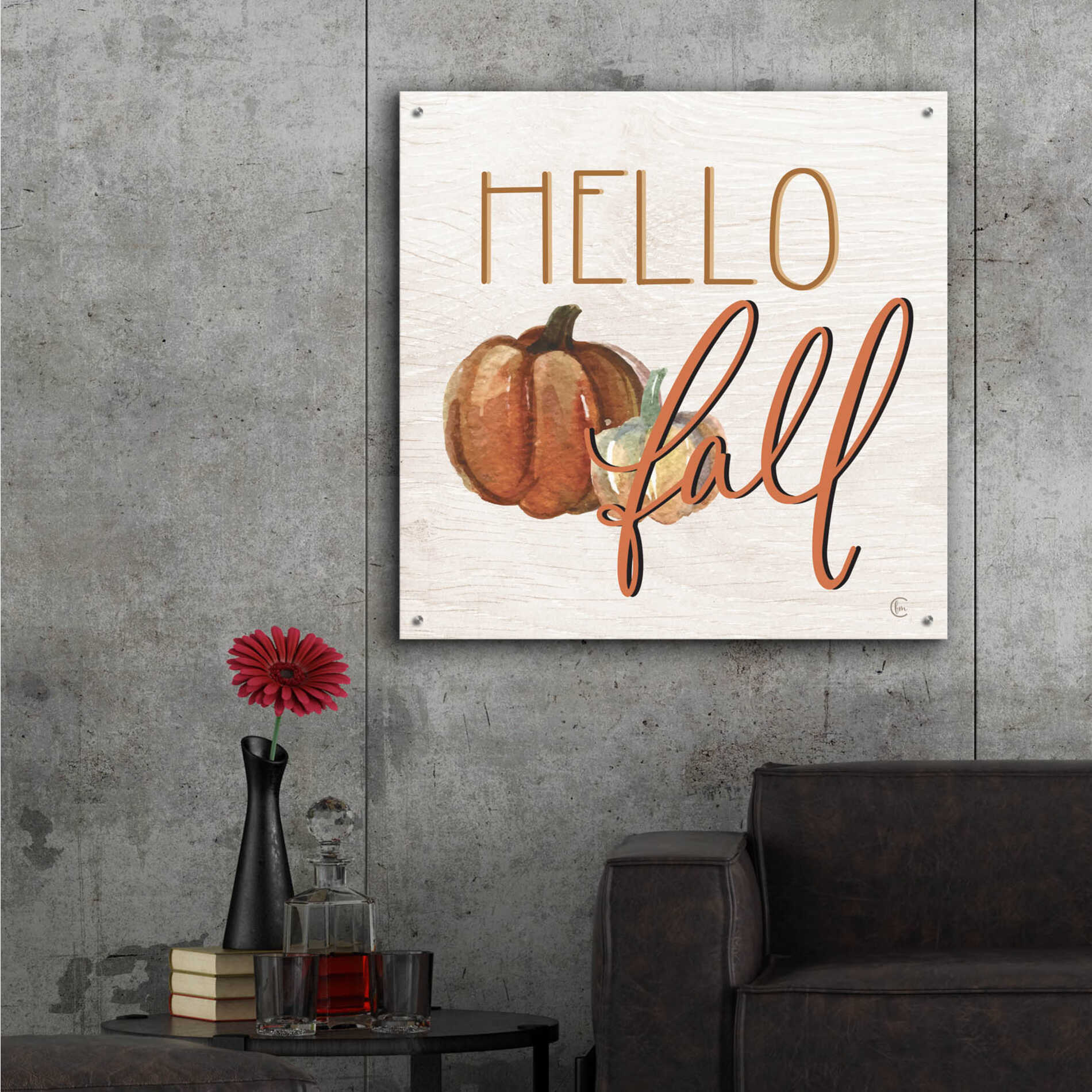 Epic Art 'Hello Fall' by Fearfully Made Creations, Acrylic Glass Wall Art,36x36