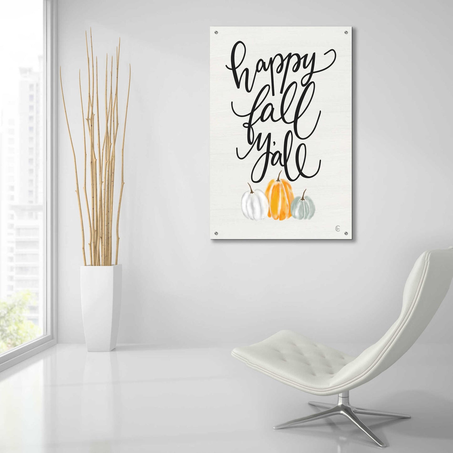 Epic Art 'Happy Fall Y'All' by Fearfully Made Creations, Acrylic Glass Wall Art,24x36