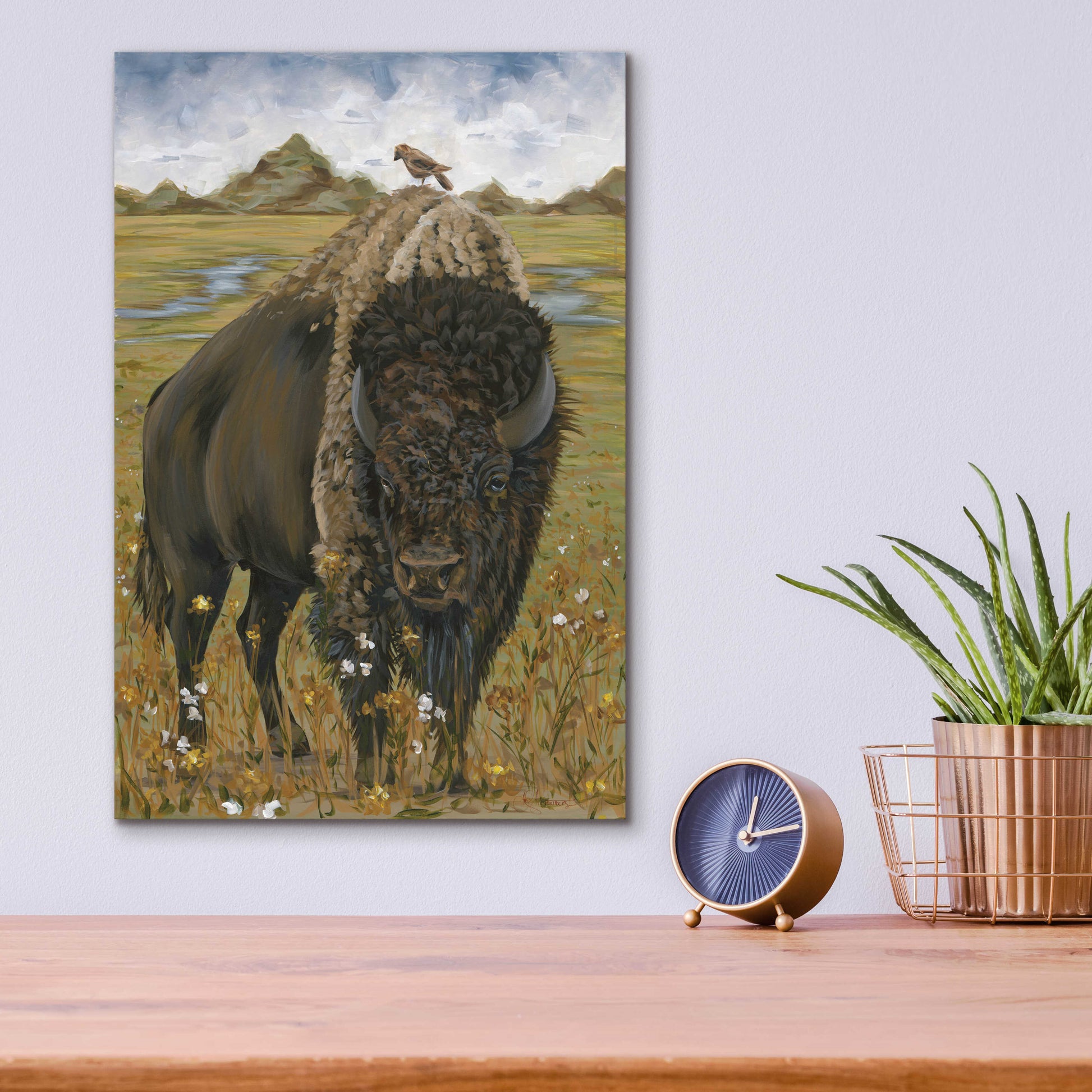 Epic Art 'Bison' by Hollihocks Art, Acrylic Glass Wall Art,12x16