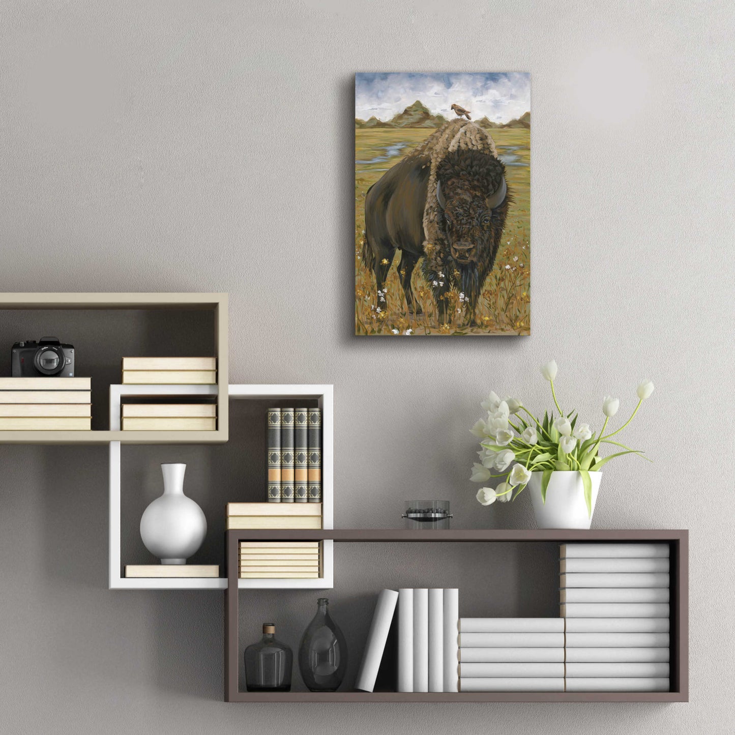 Epic Art 'Bison' by Hollihocks Art, Acrylic Glass Wall Art,16x24