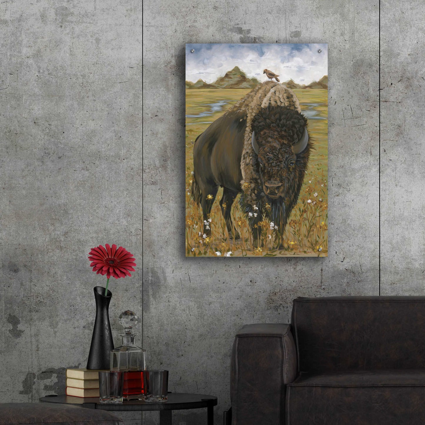 Epic Art 'Bison' by Hollihocks Art, Acrylic Glass Wall Art,24x36