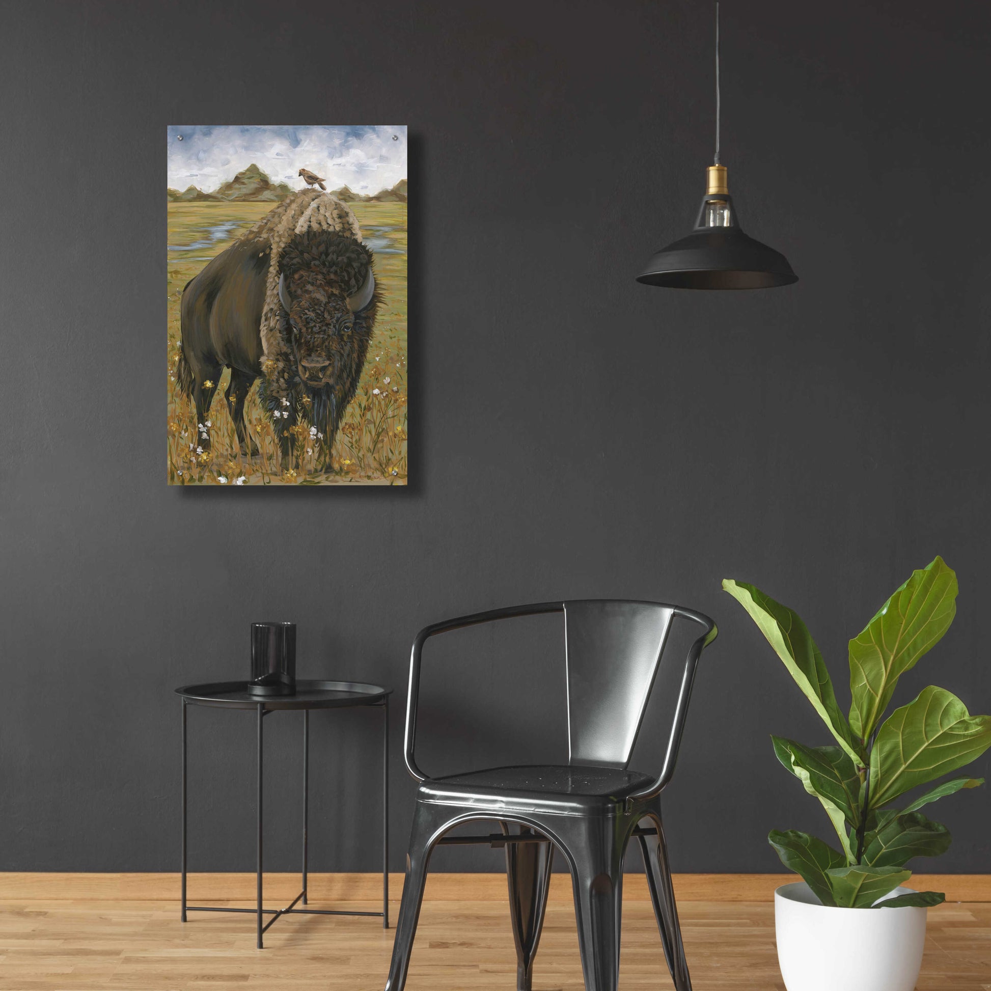 Epic Art 'Bison' by Hollihocks Art, Acrylic Glass Wall Art,24x36