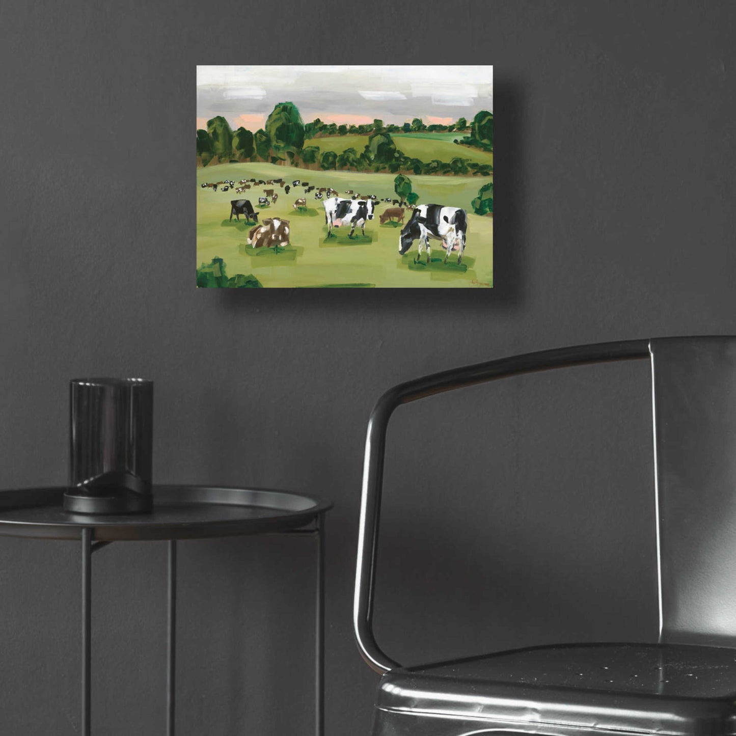 Epic Art 'Abstract Field Of Cows' by Hollihocks Art, Acrylic Glass Wall Art,16x12