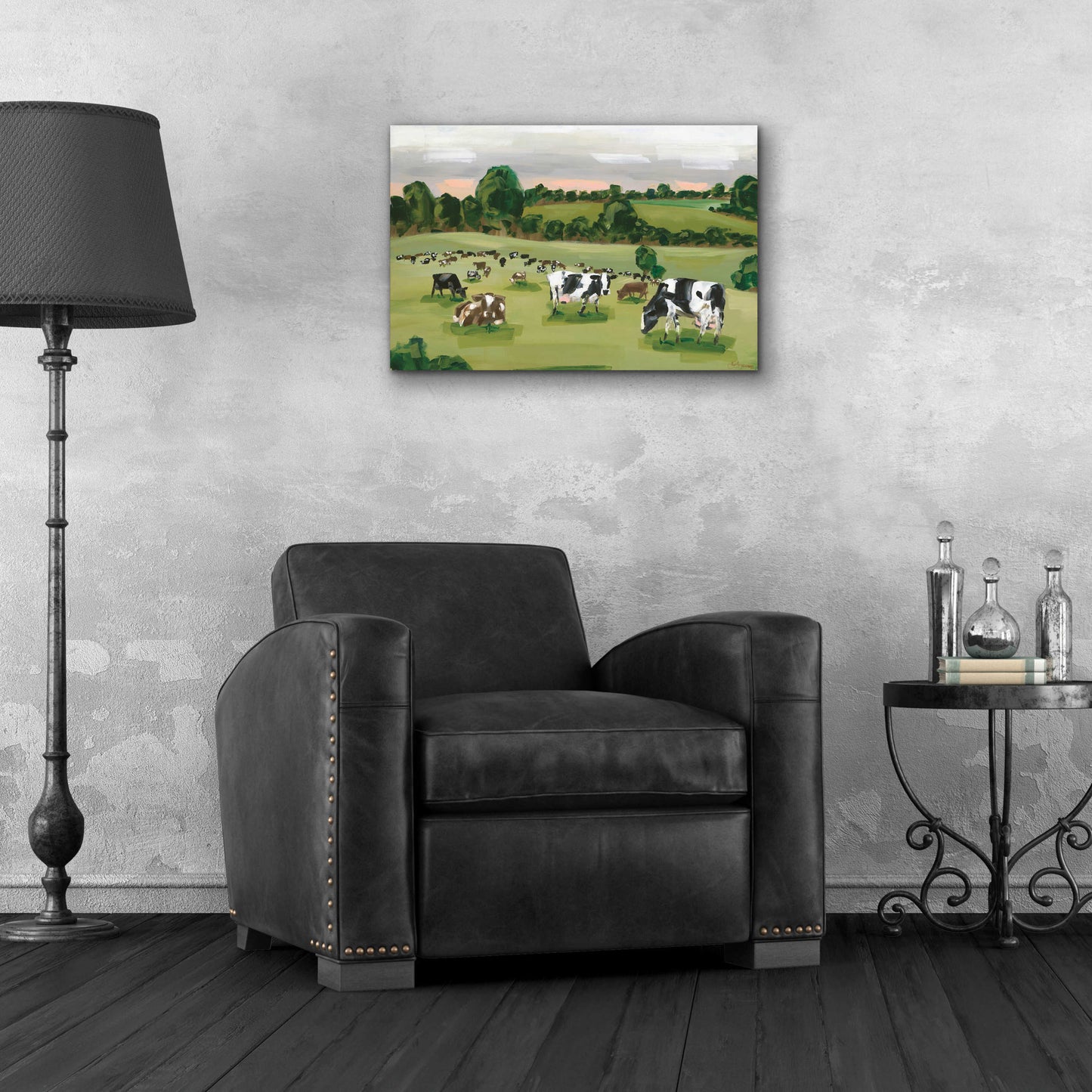 Epic Art 'Abstract Field Of Cows' by Hollihocks Art, Acrylic Glass Wall Art,24x16