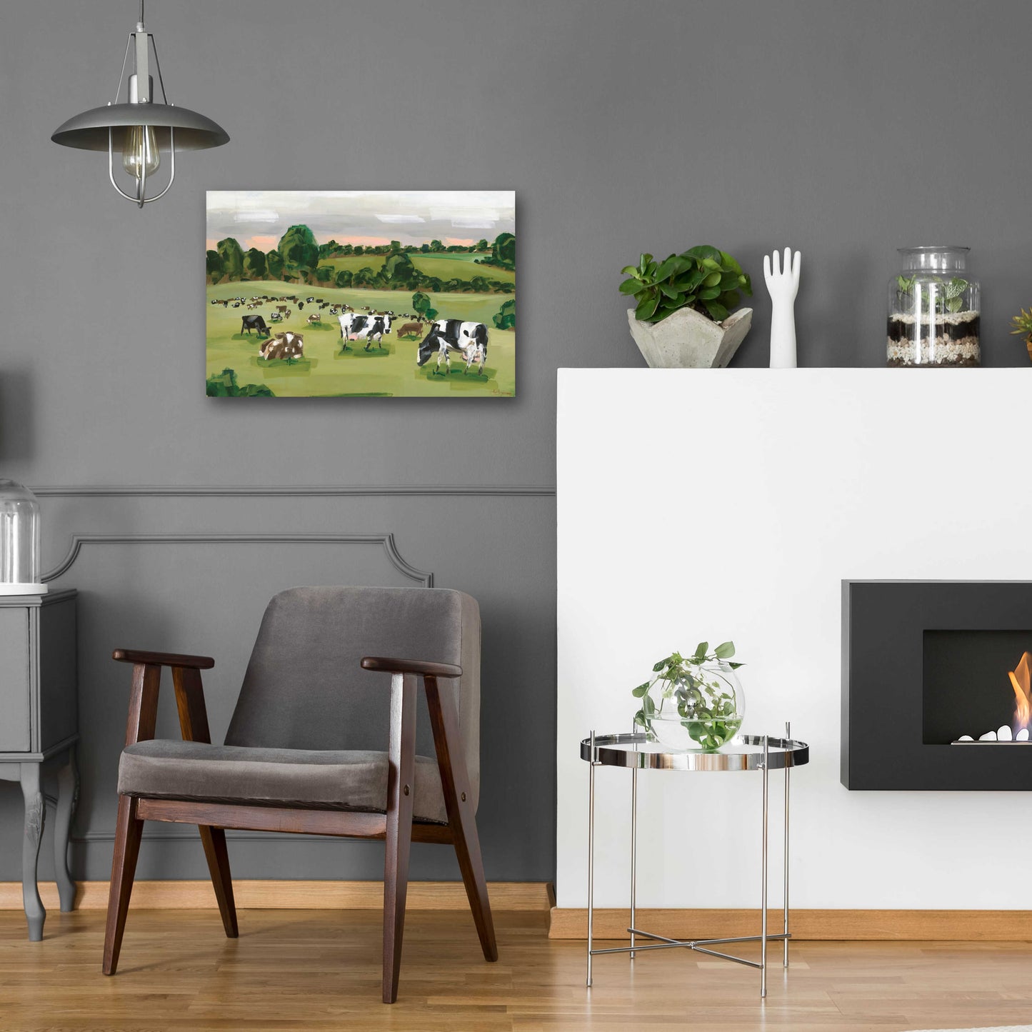 Epic Art 'Abstract Field Of Cows' by Hollihocks Art, Acrylic Glass Wall Art,24x16