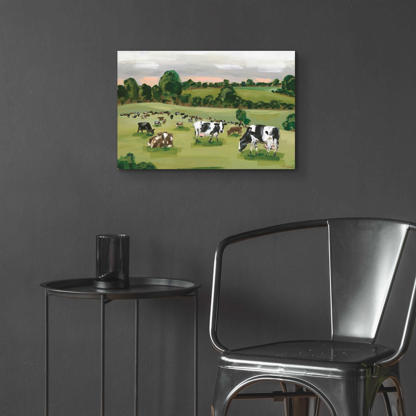 Epic Art 'Abstract Field Of Cows' by Hollihocks Art, Acrylic Glass Wall Art,24x16