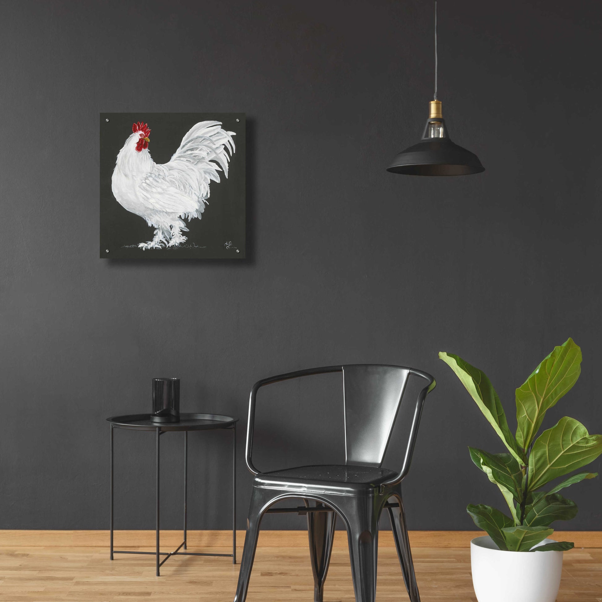 Epic Art 'Rooster' by Hollihocks Art, Acrylic Glass Wall Art,24x24