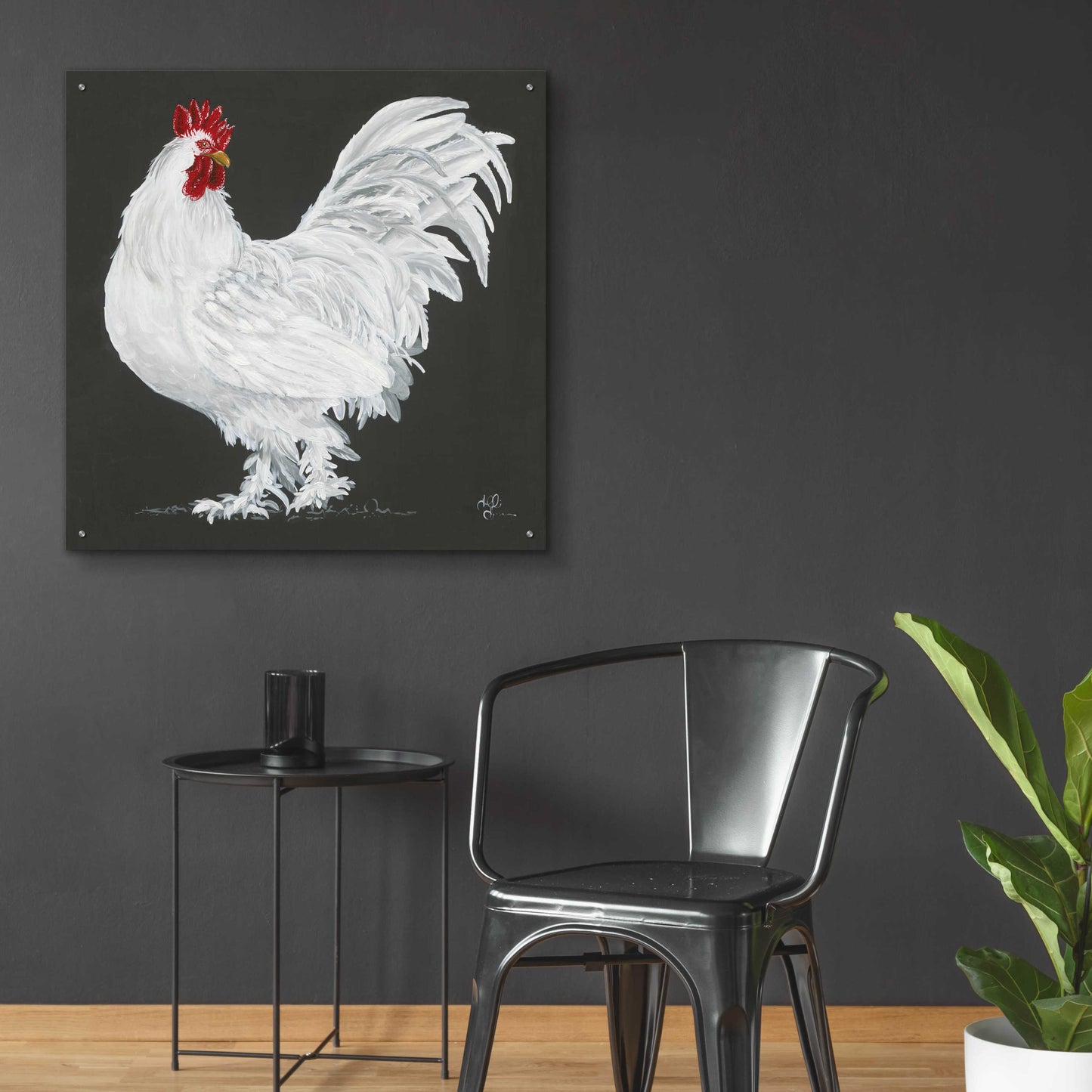 Epic Art 'Rooster' by Hollihocks Art, Acrylic Glass Wall Art,36x36