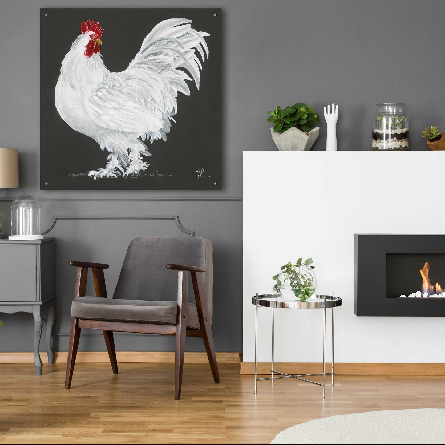 Epic Art 'Rooster' by Hollihocks Art, Acrylic Glass Wall Art,36x36