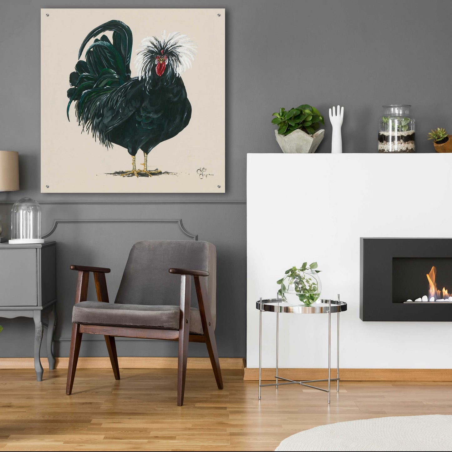Epic Art 'Chicken' by Hollihocks Art, Acrylic Glass Wall Art,36x36