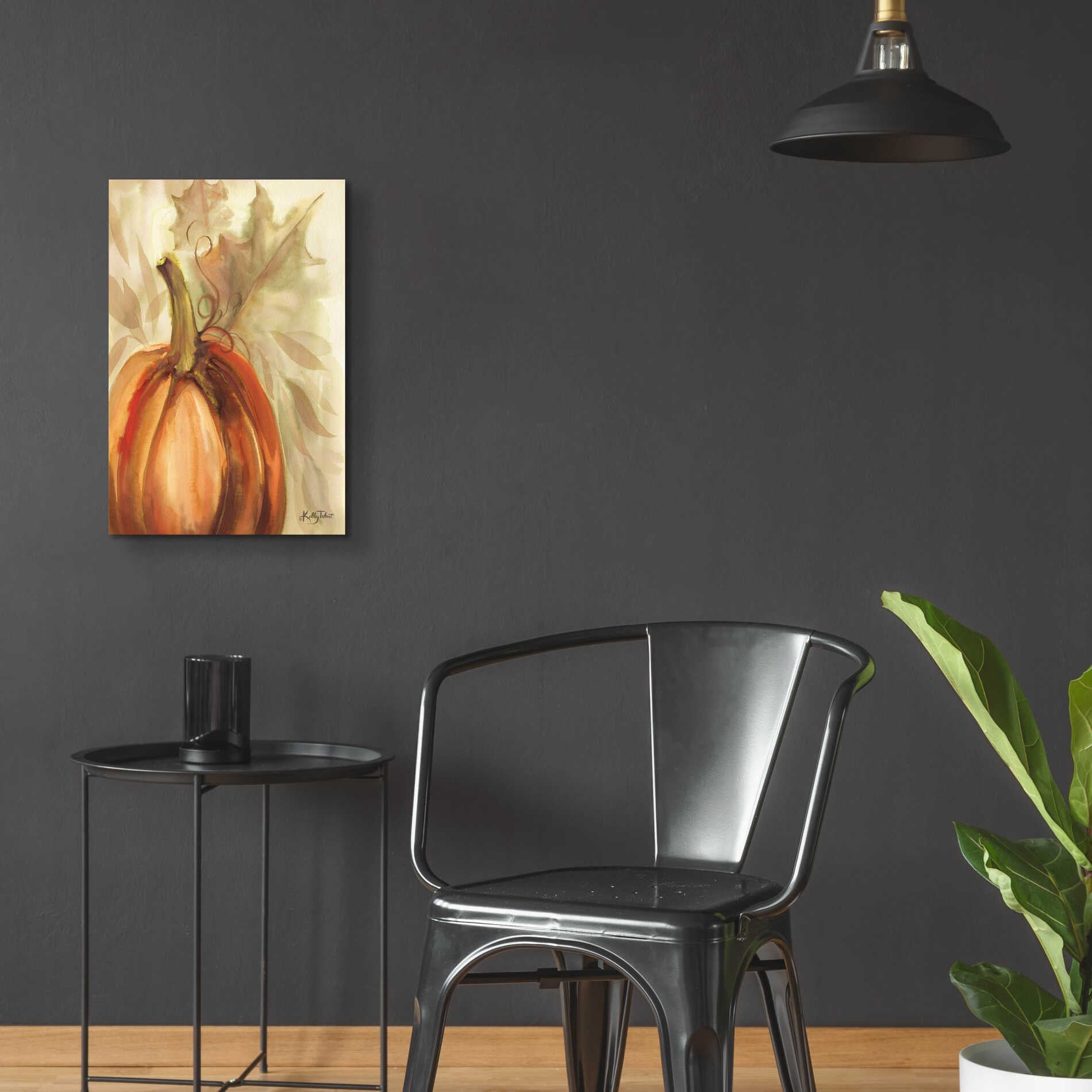 Epic Art 'Golden Fall Pumpkin' by Kelley Talent, Acrylic Glass Wall Art,16x24