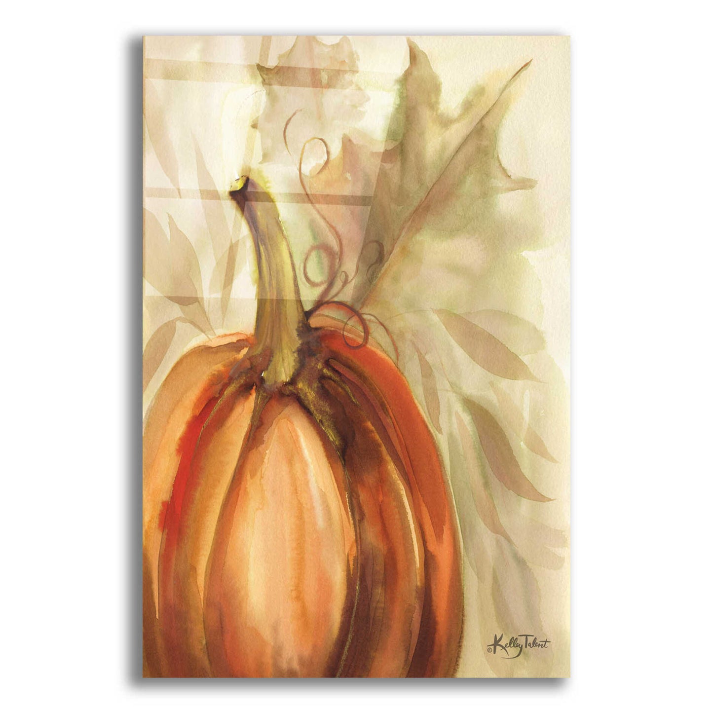 Epic Art 'Golden Fall Pumpkin' by Kelley Talent, Acrylic Glass Wall Art,16x24