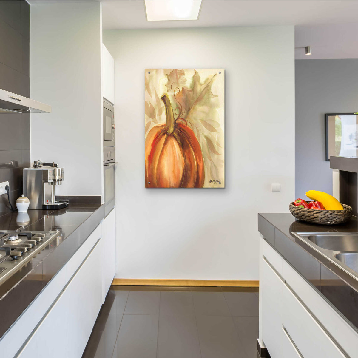 Epic Art 'Golden Fall Pumpkin' by Kelley Talent, Acrylic Glass Wall Art,24x36