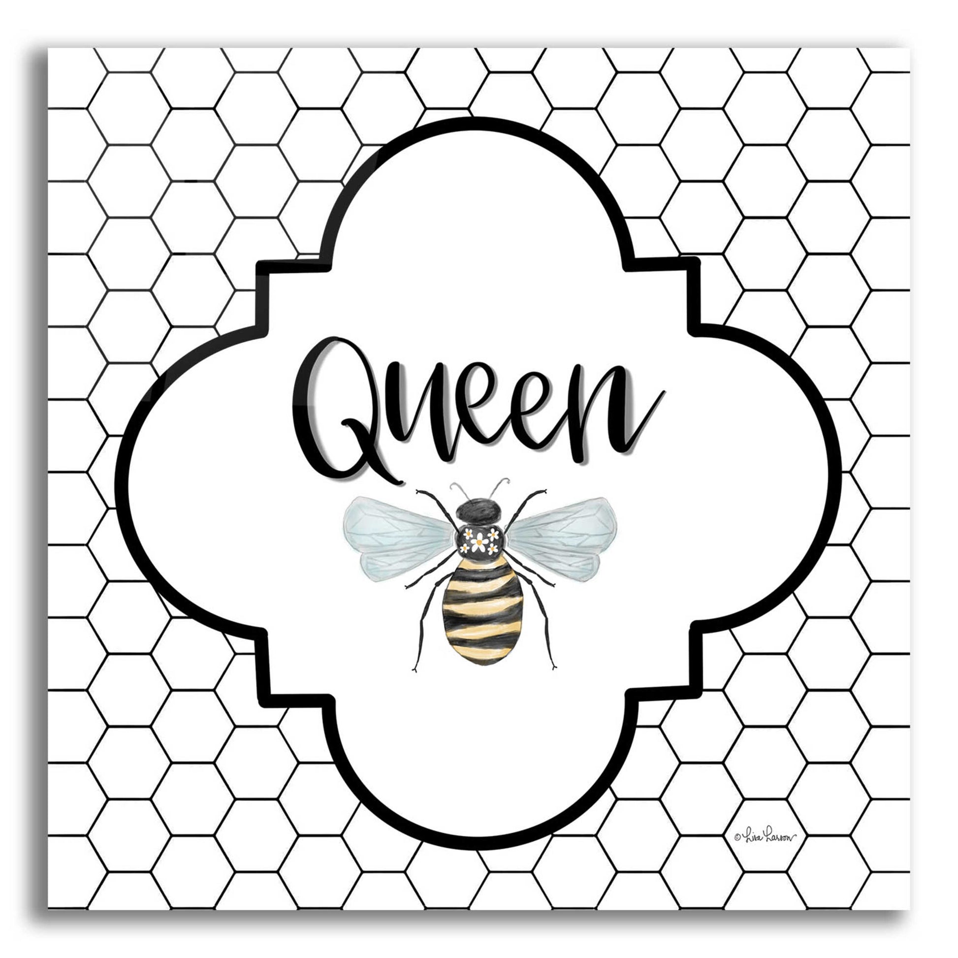 Epic Art 'Queen Bee II' by Lisa Larson, Acrylic Glass Wall Art,12x12