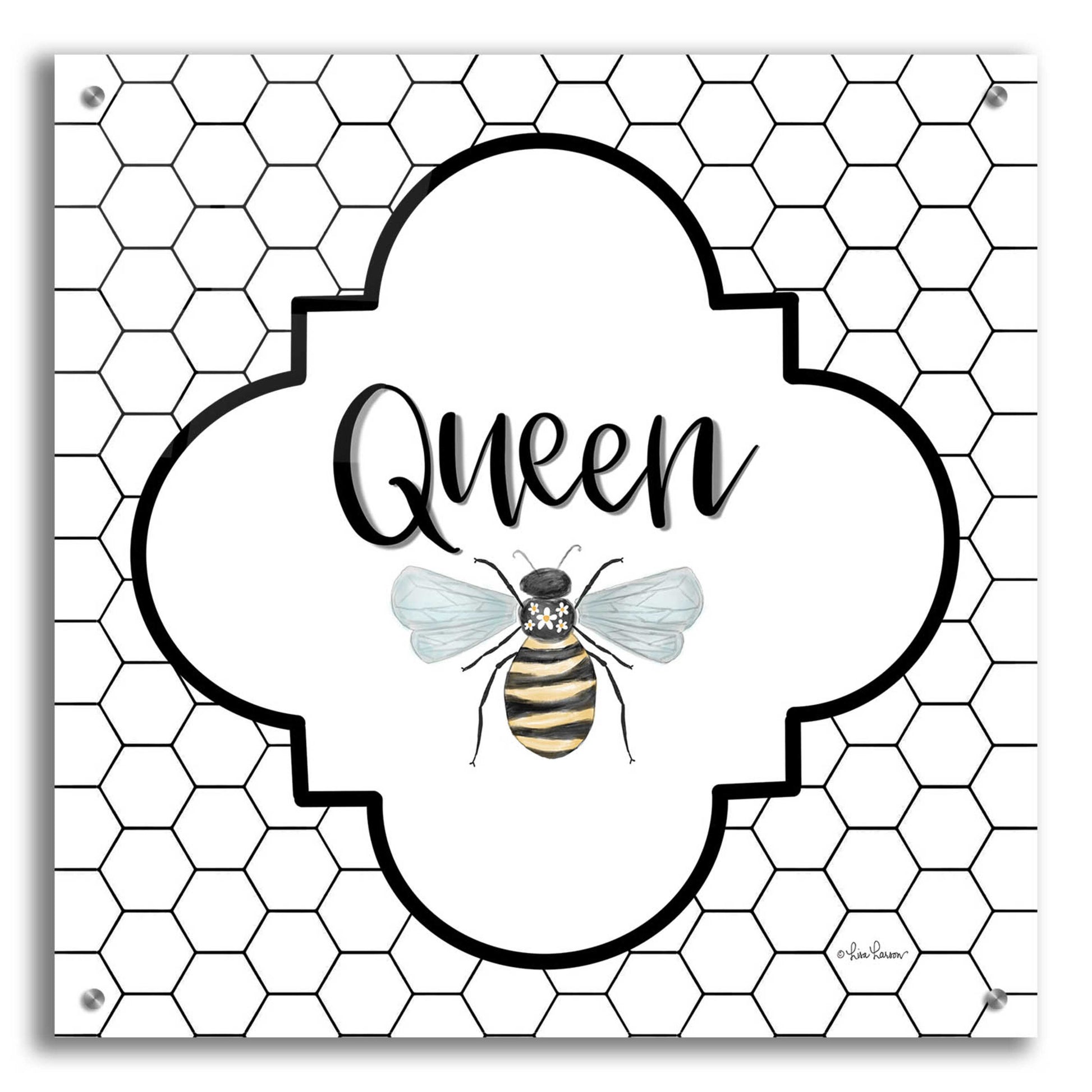 Epic Art 'Queen Bee II' by Lisa Larson, Acrylic Glass Wall Art,24x24