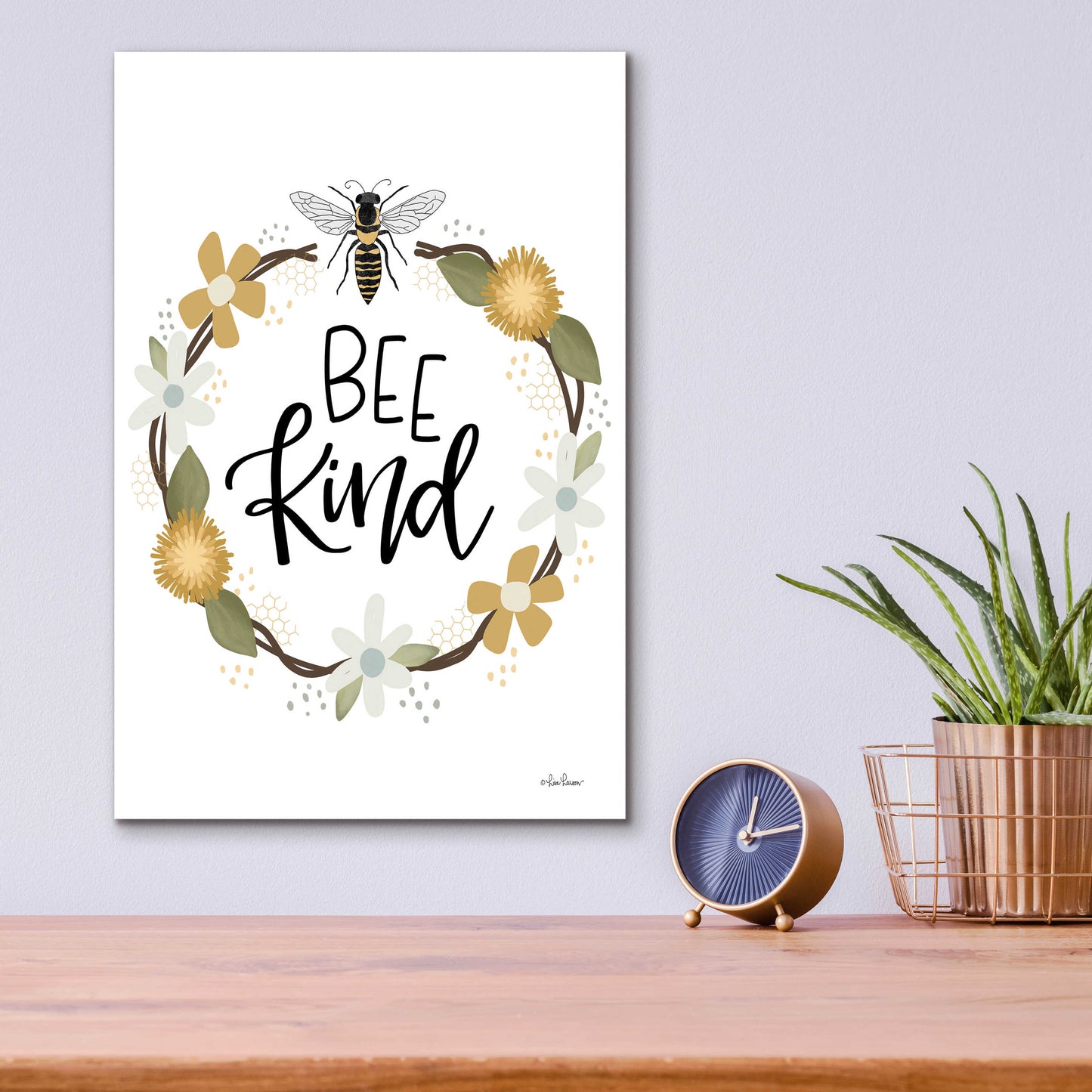 Epic Art 'Bee Kind' by Lisa Larson, Acrylic Glass Wall Art,12x16