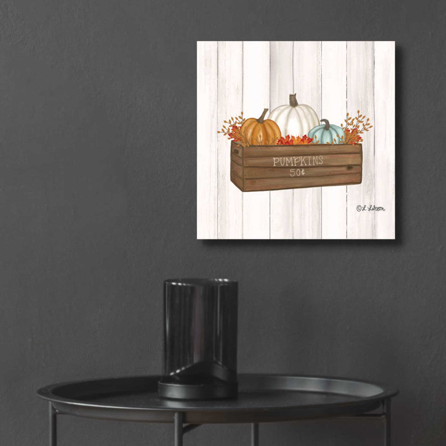 Epic Art 'Pumpkins In Box' by Lisa Larson, Acrylic Glass Wall Art,12x12