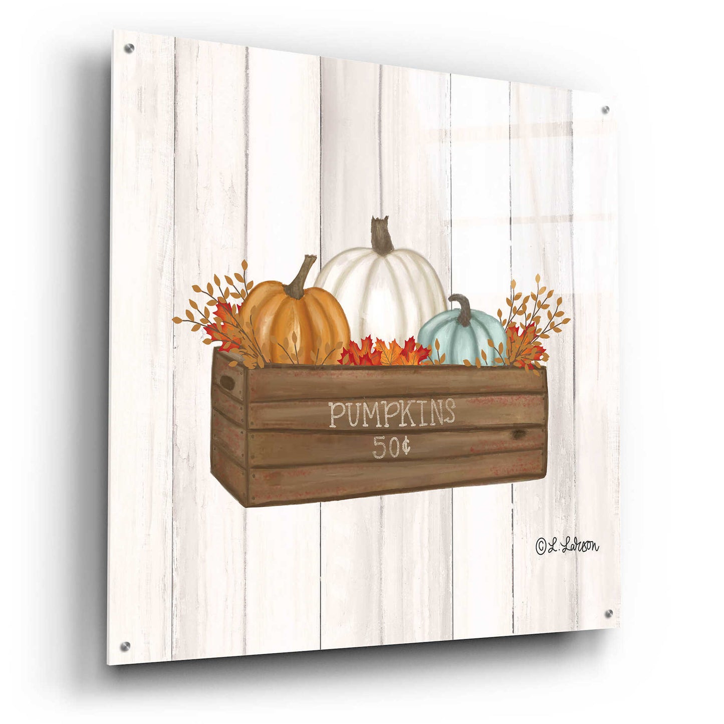 Epic Art 'Pumpkins In Box' by Lisa Larson, Acrylic Glass Wall Art,36x36