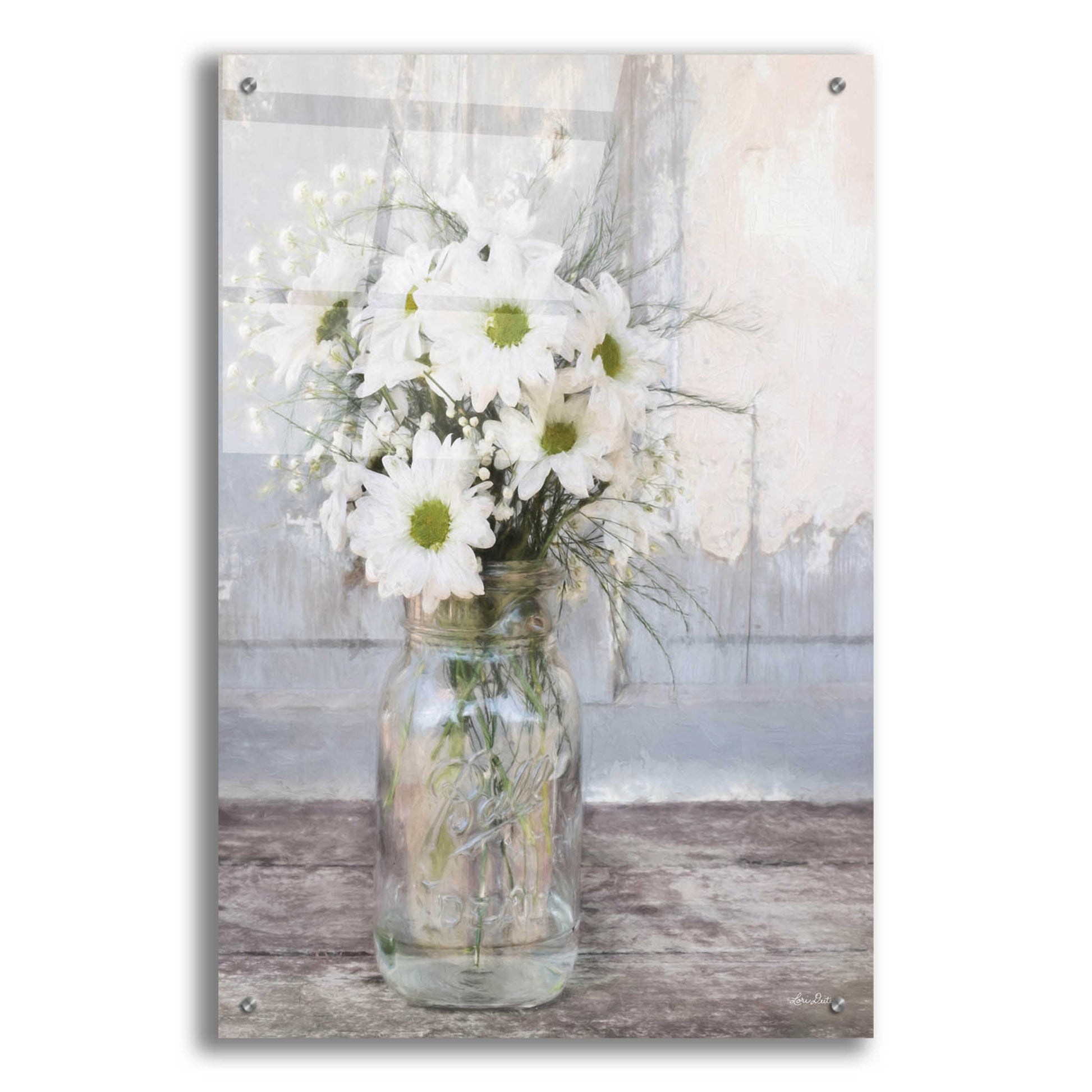 Epic Art 'Farmhouse Floral I' by Lori Deiter, Acrylic Glass Wall Art,24x36