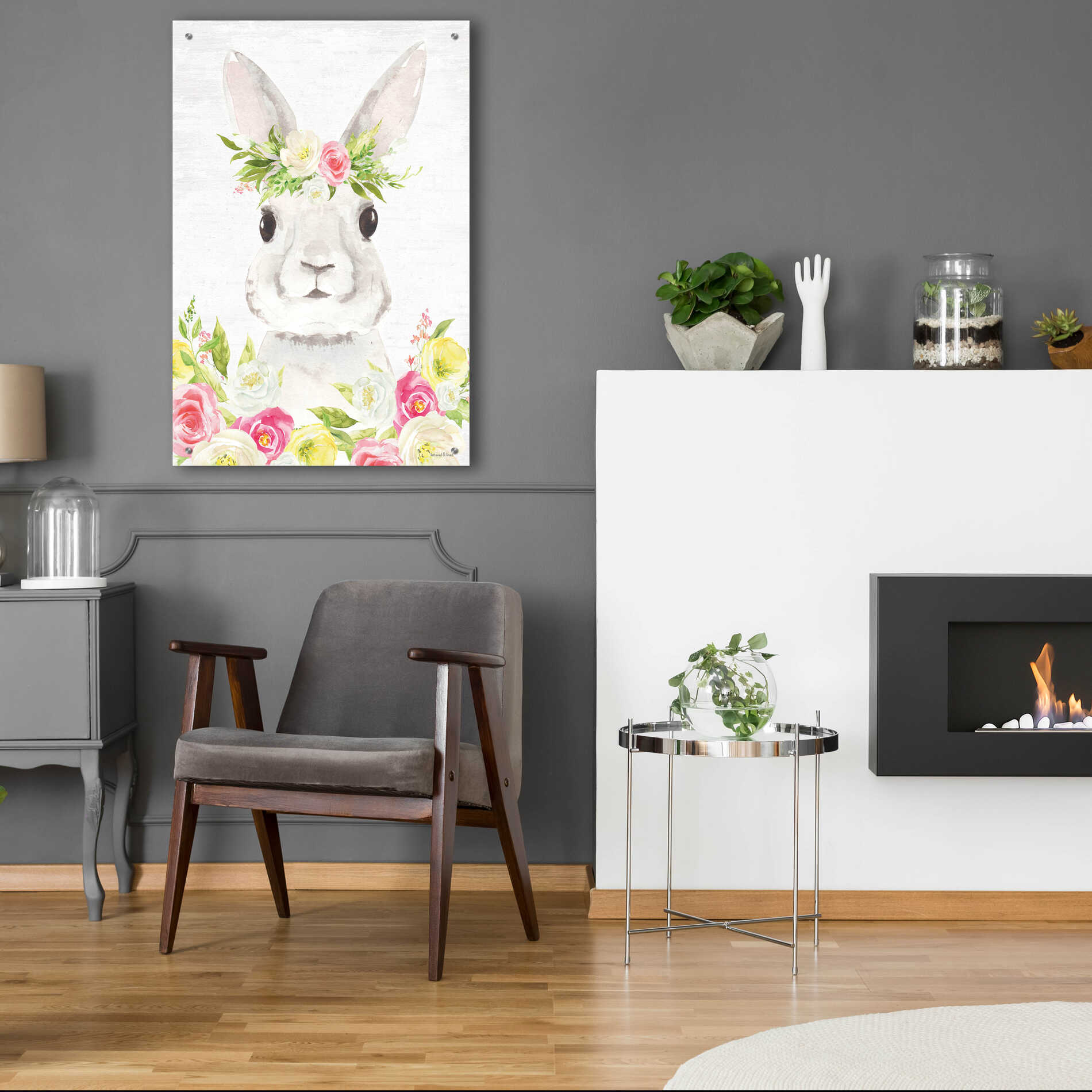 Epic Art 'Spring Bunny' by Lettered & Lined, Acrylic Glass Wall Art,24x36