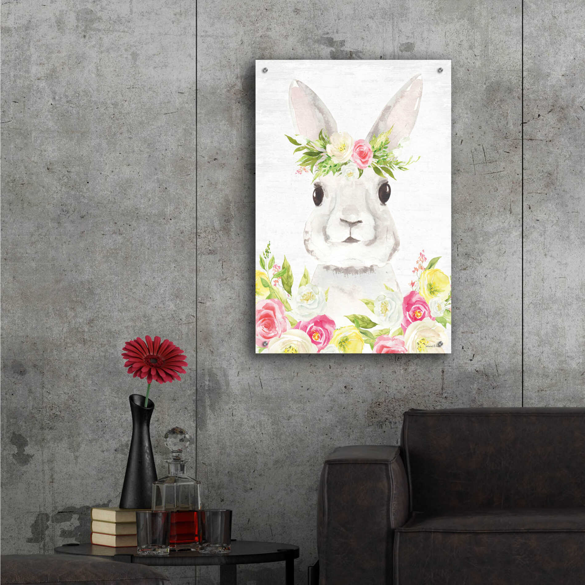 Epic Art 'Spring Bunny' by Lettered & Lined, Acrylic Glass Wall Art,24x36