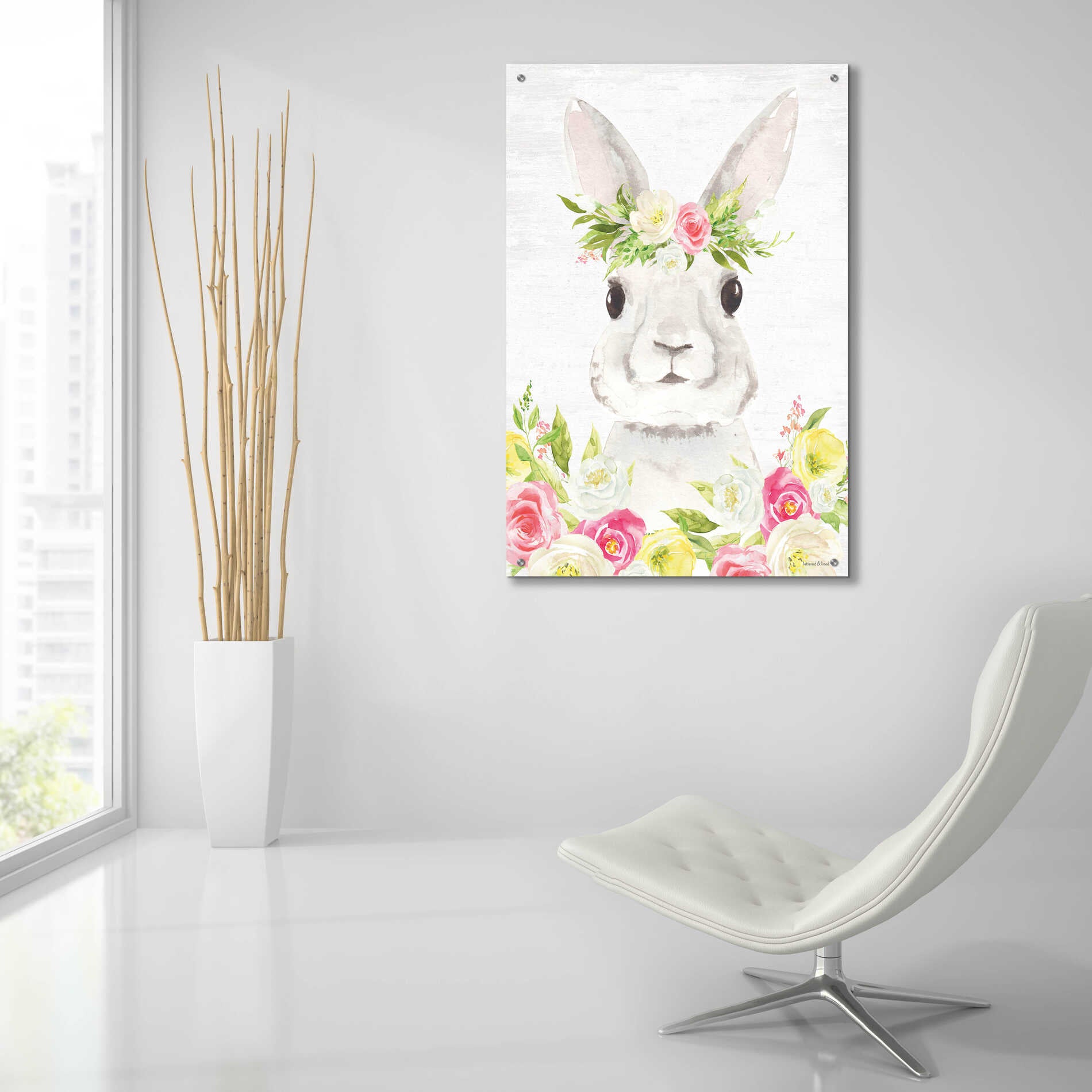 Epic Art 'Spring Bunny' by Lettered & Lined, Acrylic Glass Wall Art,24x36