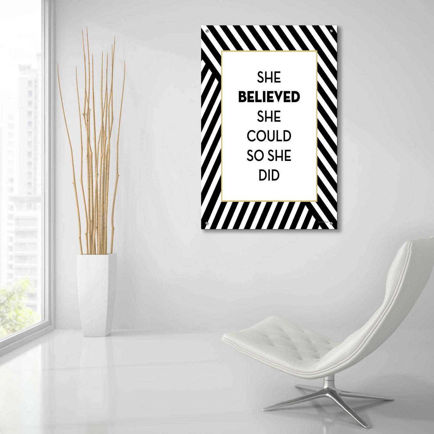 Epic Art 'She Believed' by Lettered & Lined, Acrylic Glass Wall Art,24x36