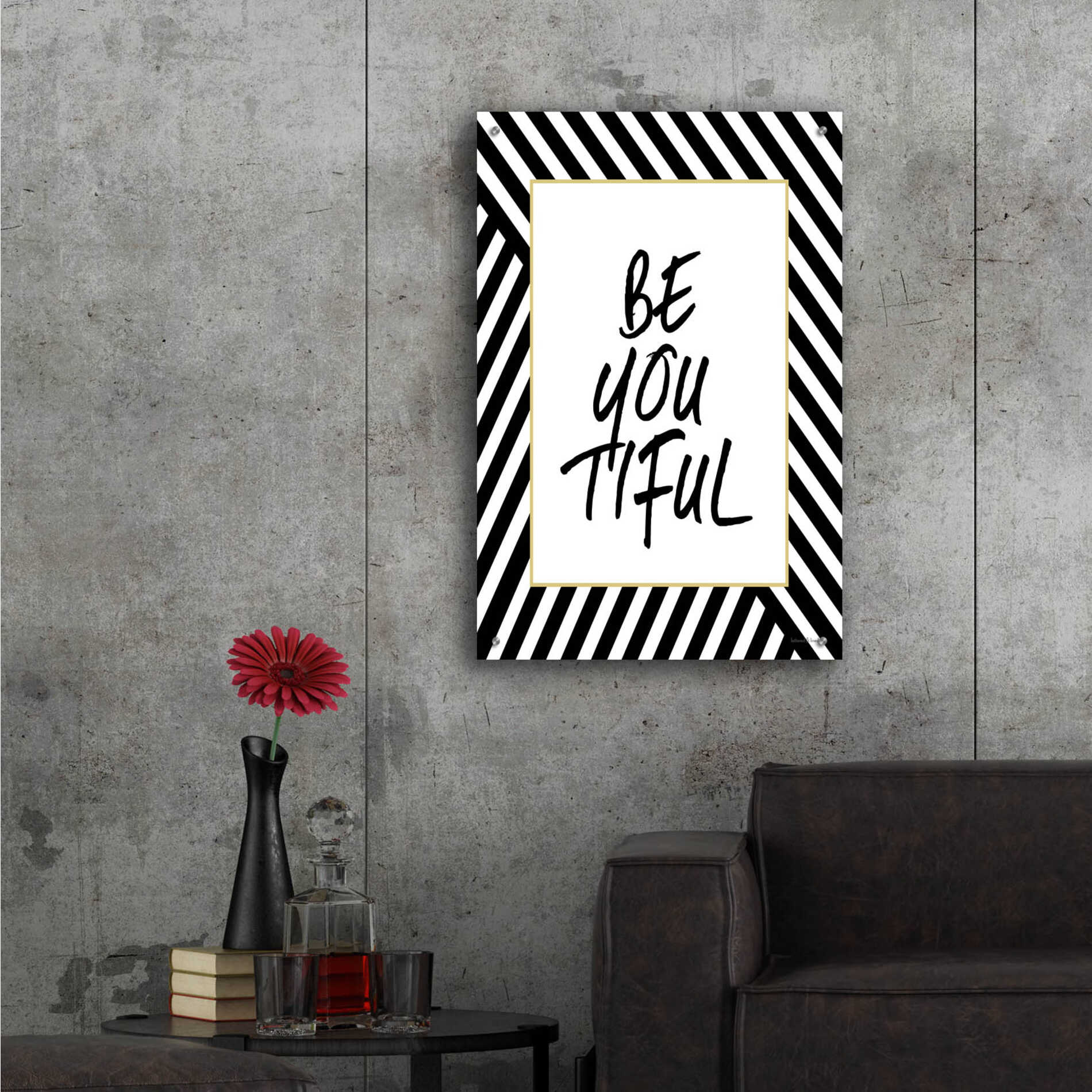 Epic Art 'Be-You-Tiful' by Lettered & Lined, Acrylic Glass Wall Art,24x36