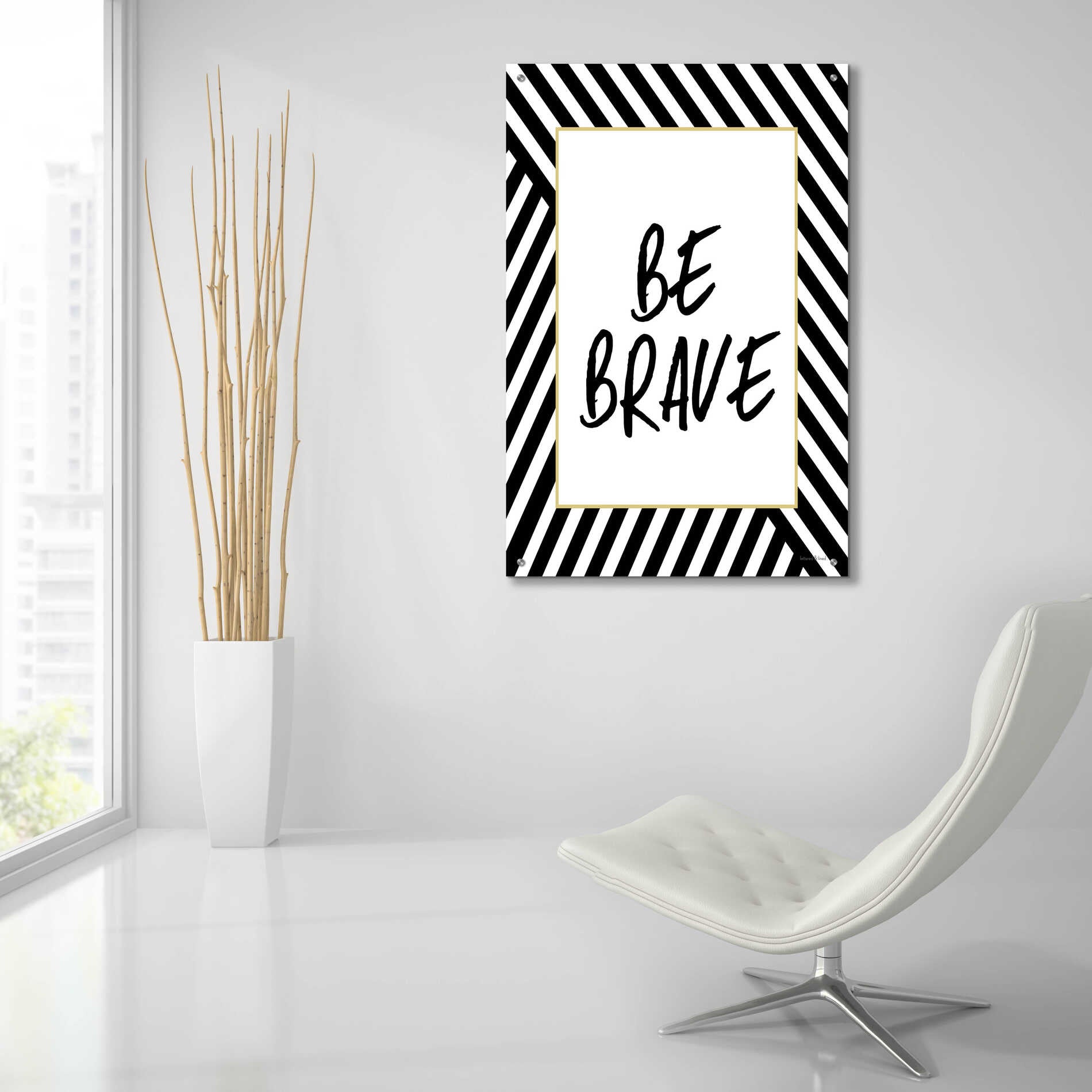 Epic Art 'Be Brave' by Lettered & Lined, Acrylic Glass Wall Art,24x36