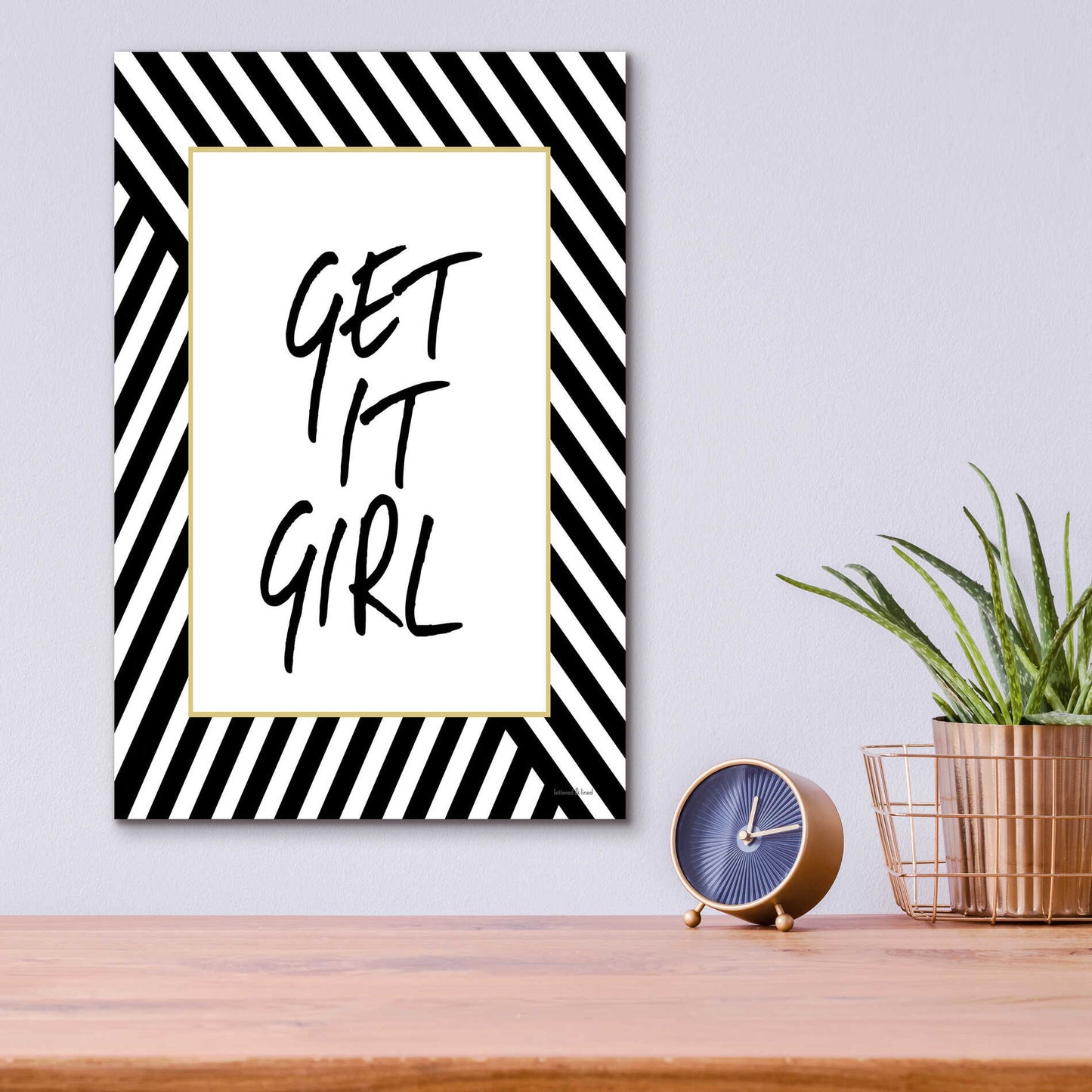 Epic Art 'Get It Girl' by Lettered & Lined, Acrylic Glass Wall Art,12x16