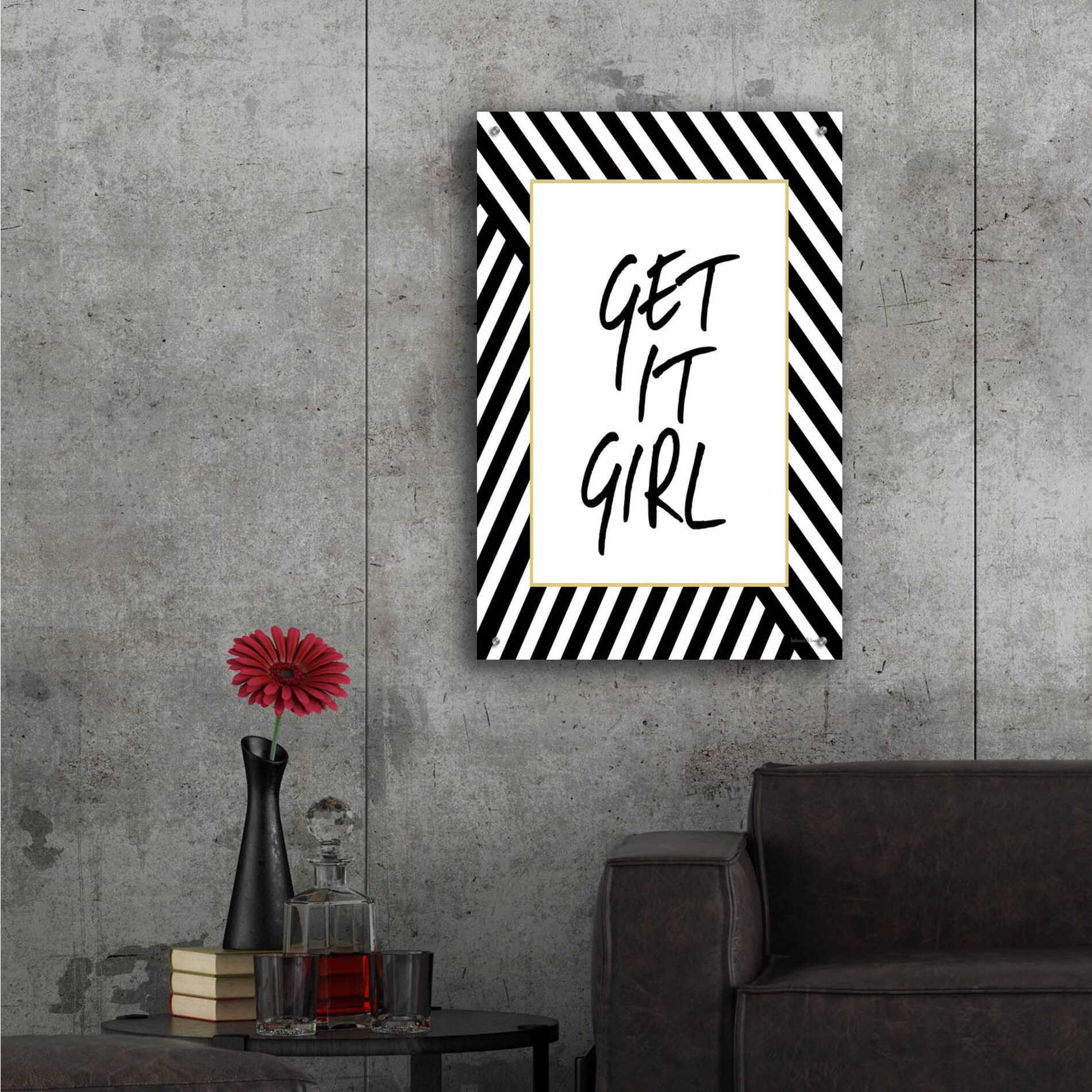 Epic Art 'Get It Girl' by Lettered & Lined, Acrylic Glass Wall Art,24x36