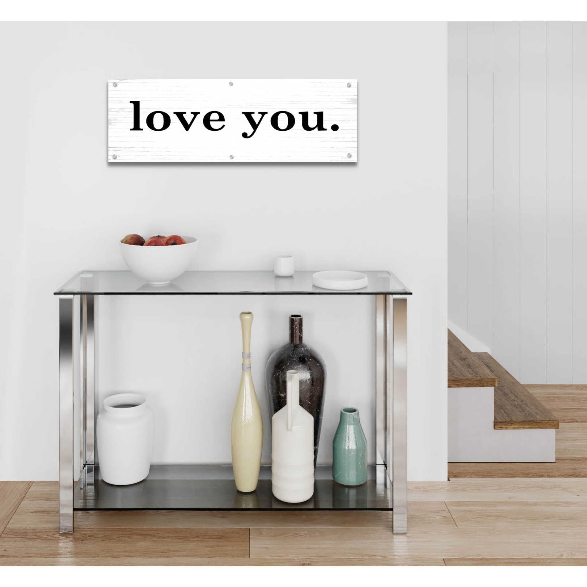 Epic Art 'Love You' by Lettered & Lined, Acrylic Glass Wall Art,36x12