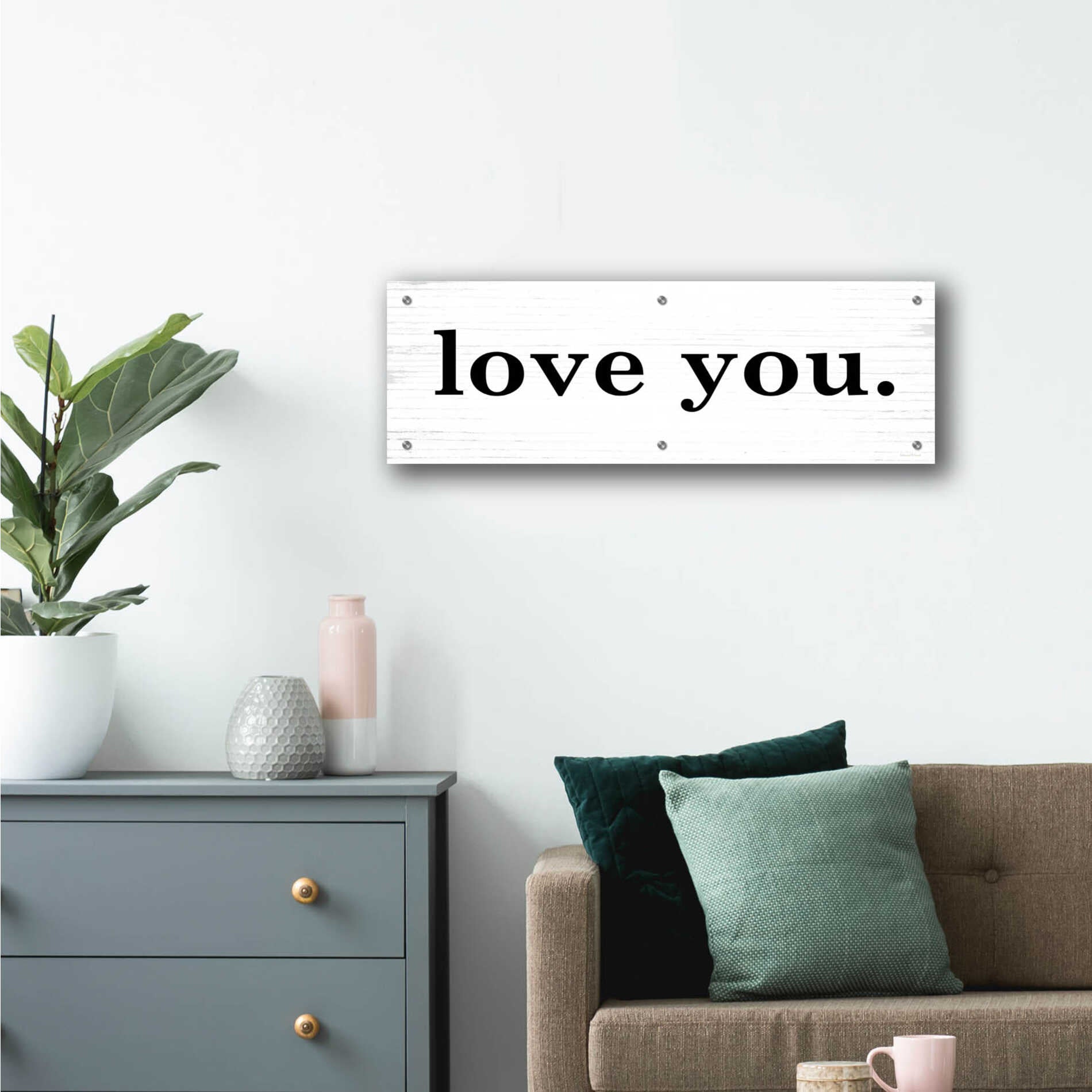 Epic Art 'Love You' by Lettered & Lined, Acrylic Glass Wall Art,36x12