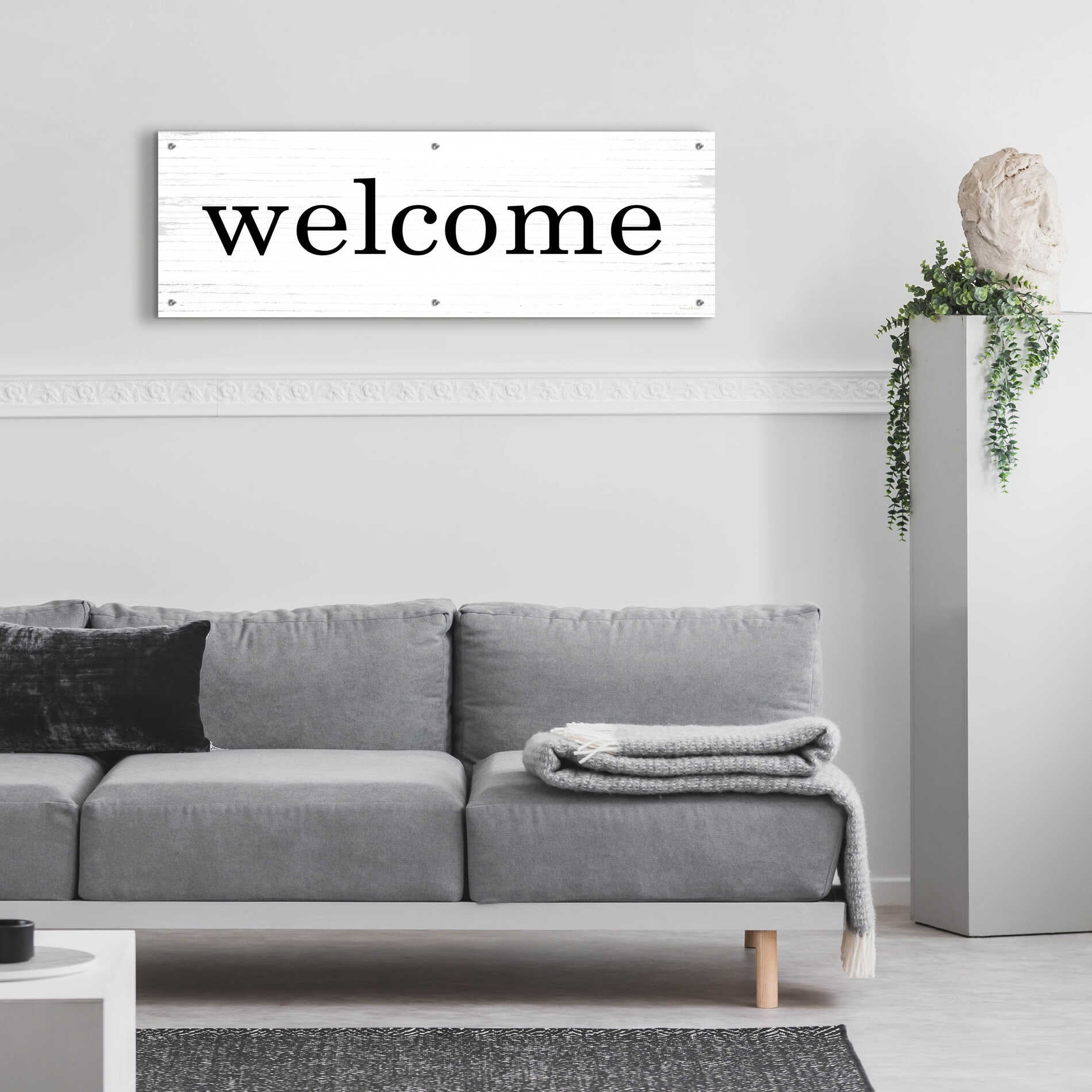 Epic Art 'Welcome' by Lettered & Lined, Acrylic Glass Wall Art,48x16