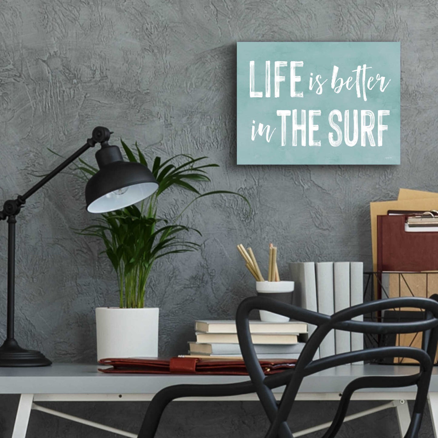 Epic Art 'Life Is Better In The Surf' by Lettered & Lined, Acrylic Glass Wall Art,16x12