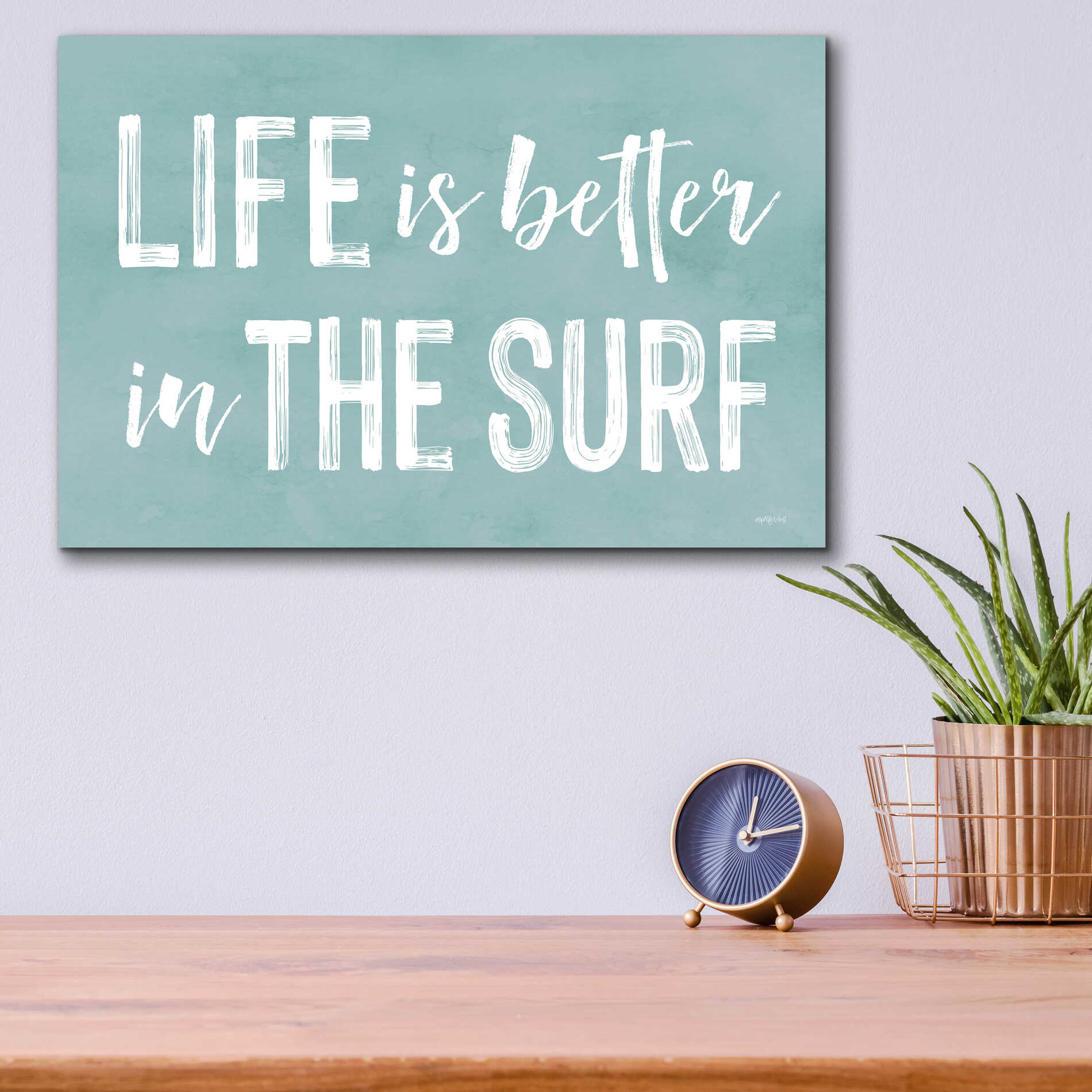 Epic Art 'Life Is Better In The Surf' by Lettered & Lined, Acrylic Glass Wall Art,16x12