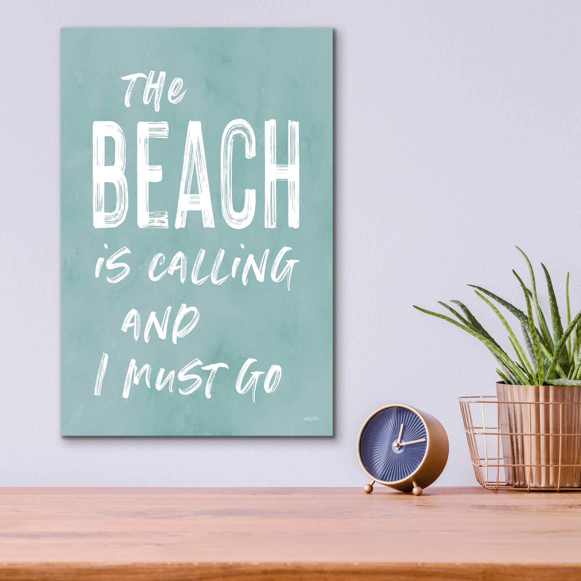 Epic Art 'The Beach Is Calling' by Lettered & Lined, Acrylic Glass Wall Art,12x16