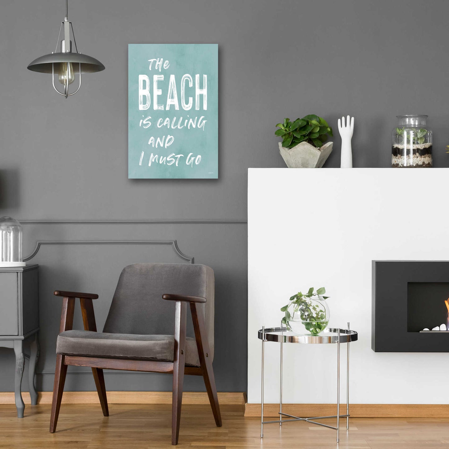 Epic Art 'The Beach Is Calling' by Lettered & Lined, Acrylic Glass Wall Art,16x24