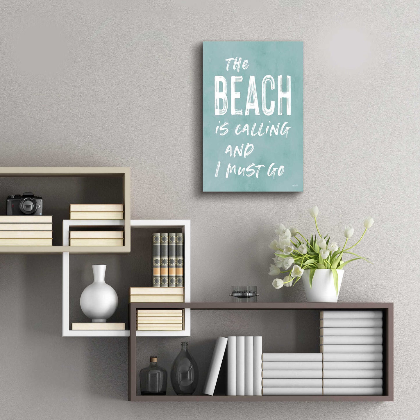 Epic Art 'The Beach Is Calling' by Lettered & Lined, Acrylic Glass Wall Art,16x24