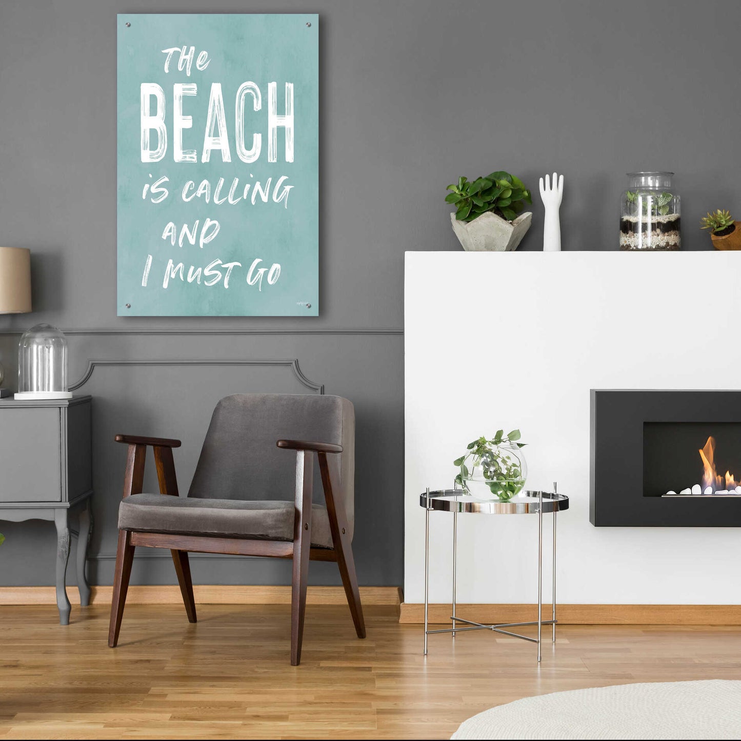 Epic Art 'The Beach Is Calling' by Lettered & Lined, Acrylic Glass Wall Art,24x36