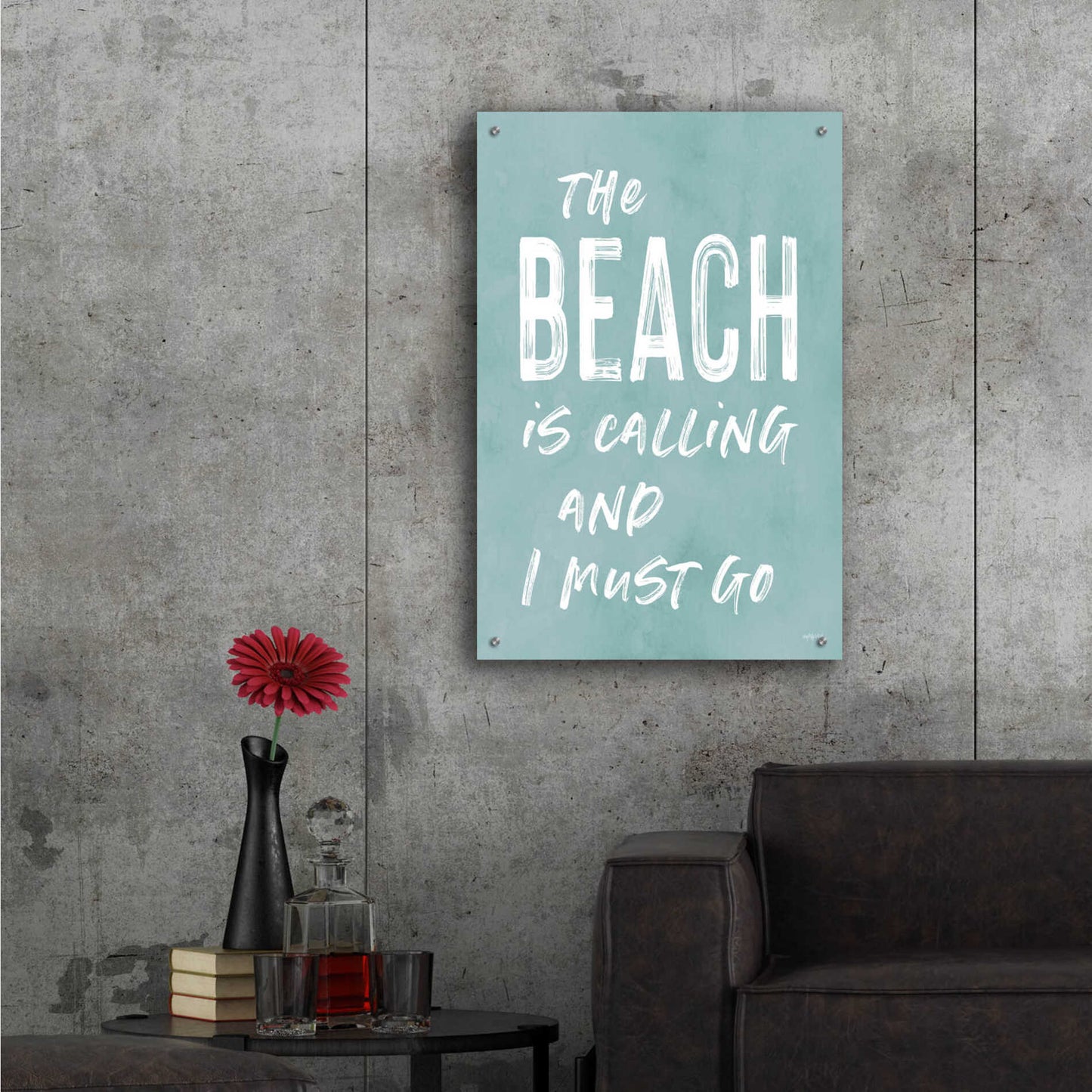 Epic Art 'The Beach Is Calling' by Lettered & Lined, Acrylic Glass Wall Art,24x36