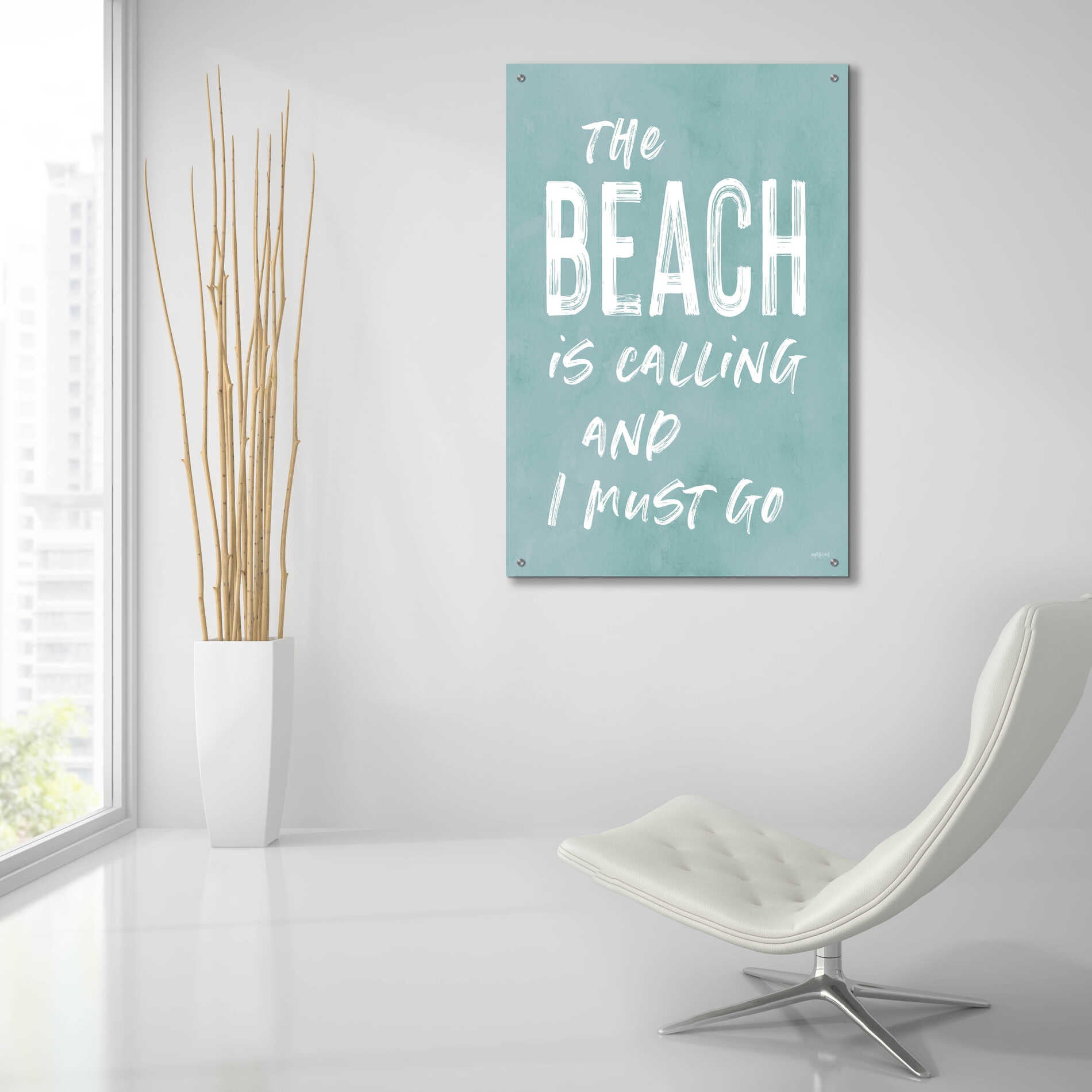 Epic Art 'The Beach Is Calling' by Lettered & Lined, Acrylic Glass Wall Art,24x36