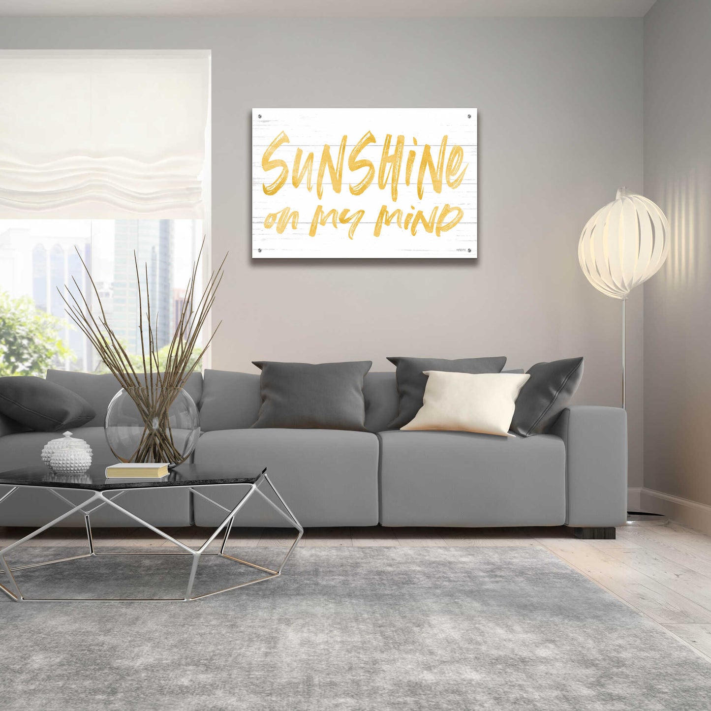 Epic Art 'Sunshine On My Mind' by Lettered & Lined, Acrylic Glass Wall Art,36x24