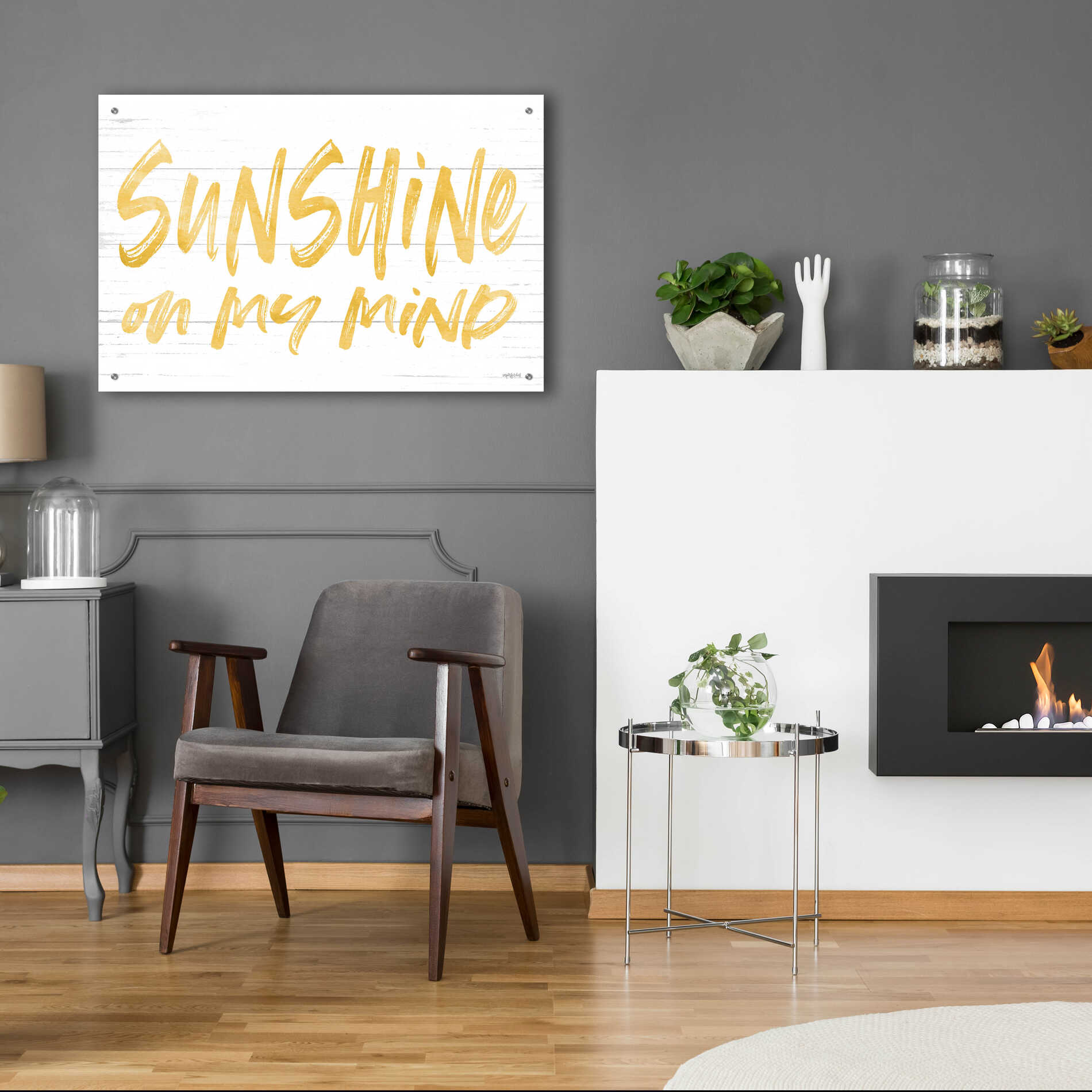 Epic Art 'Sunshine On My Mind' by Lettered & Lined, Acrylic Glass Wall Art,36x24