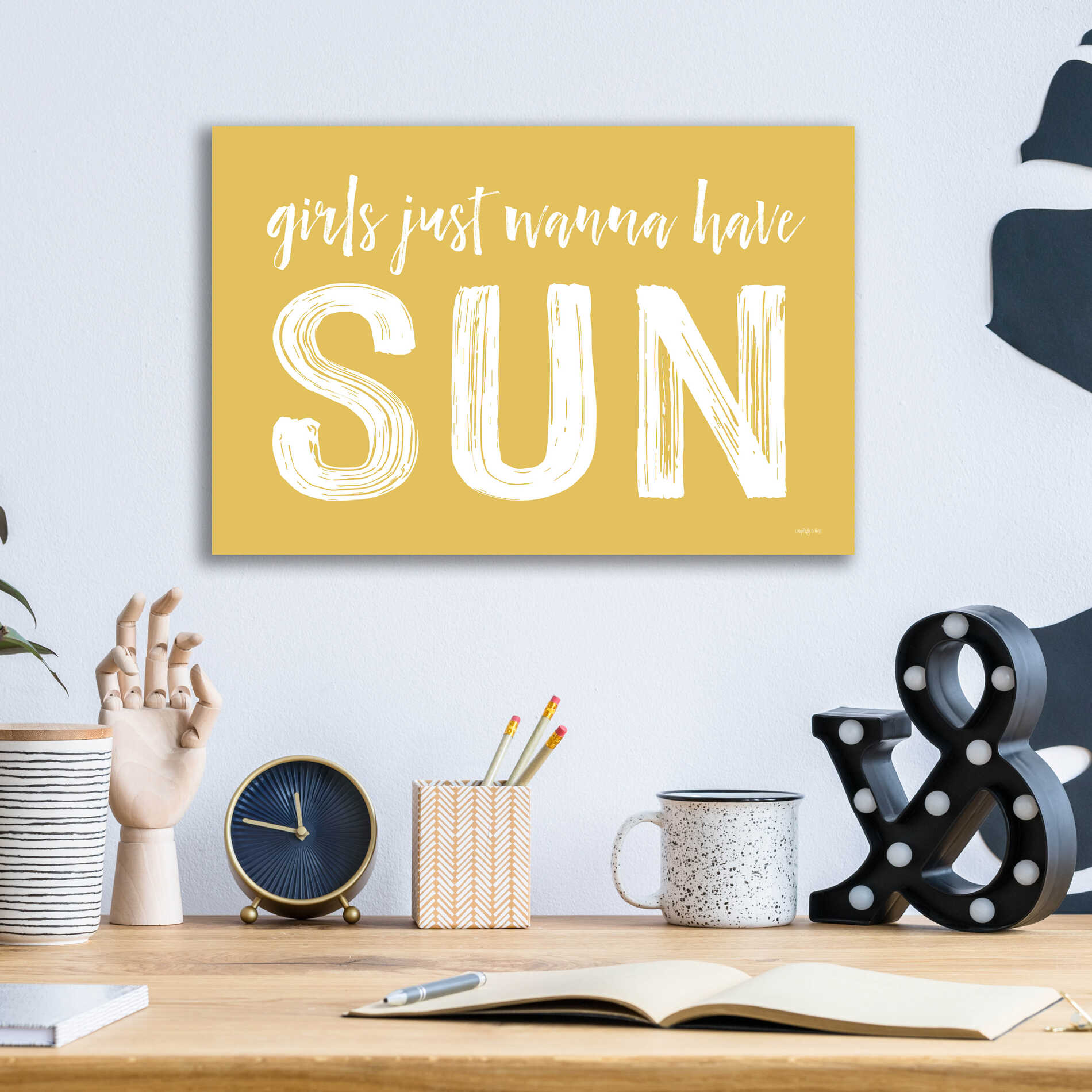 Epic Art 'Girls Just Wanna Have Sun' by Lettered & Lined, Acrylic Glass Wall Art,16x12