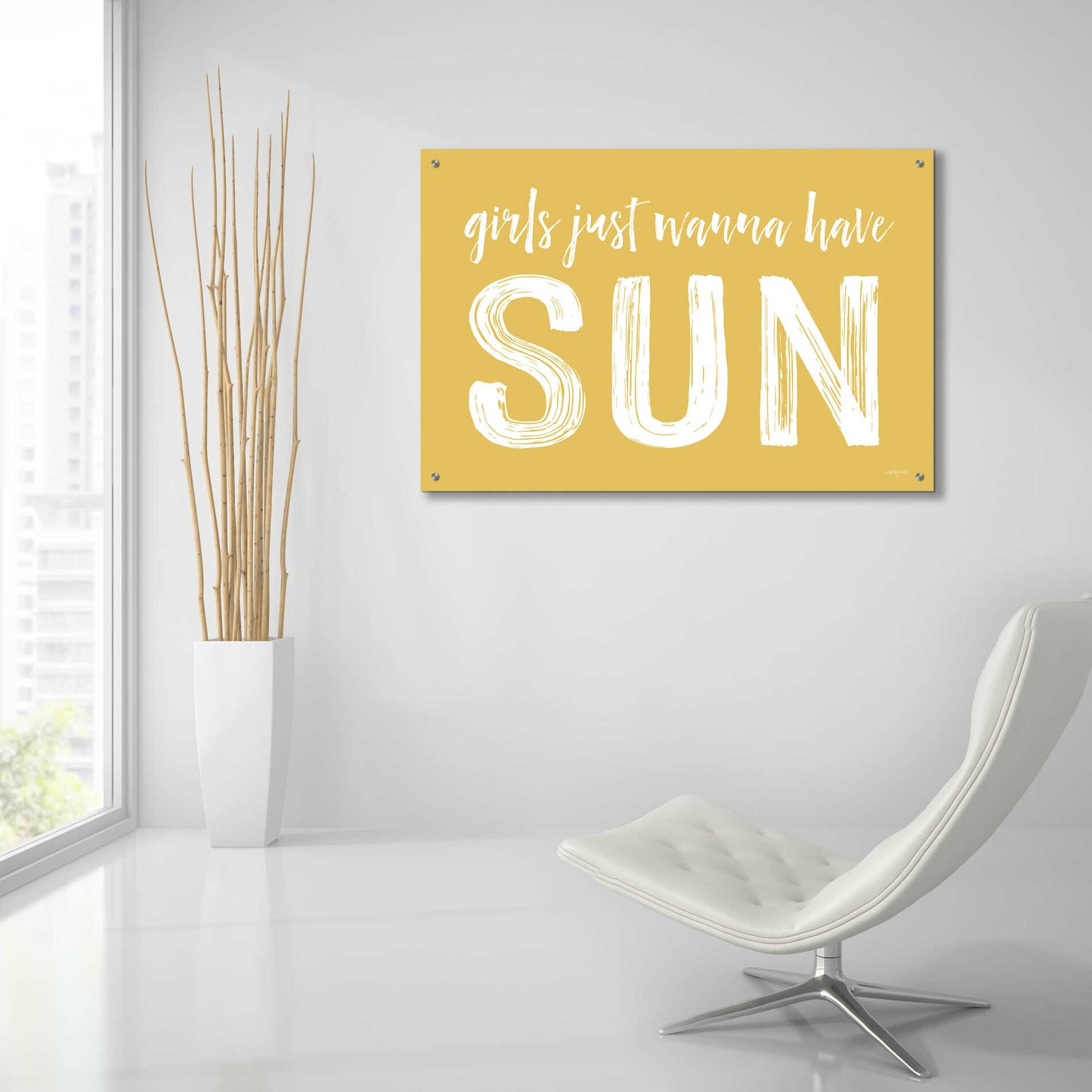 Epic Art 'Girls Just Wanna Have Sun' by Lettered & Lined, Acrylic Glass Wall Art,36x24